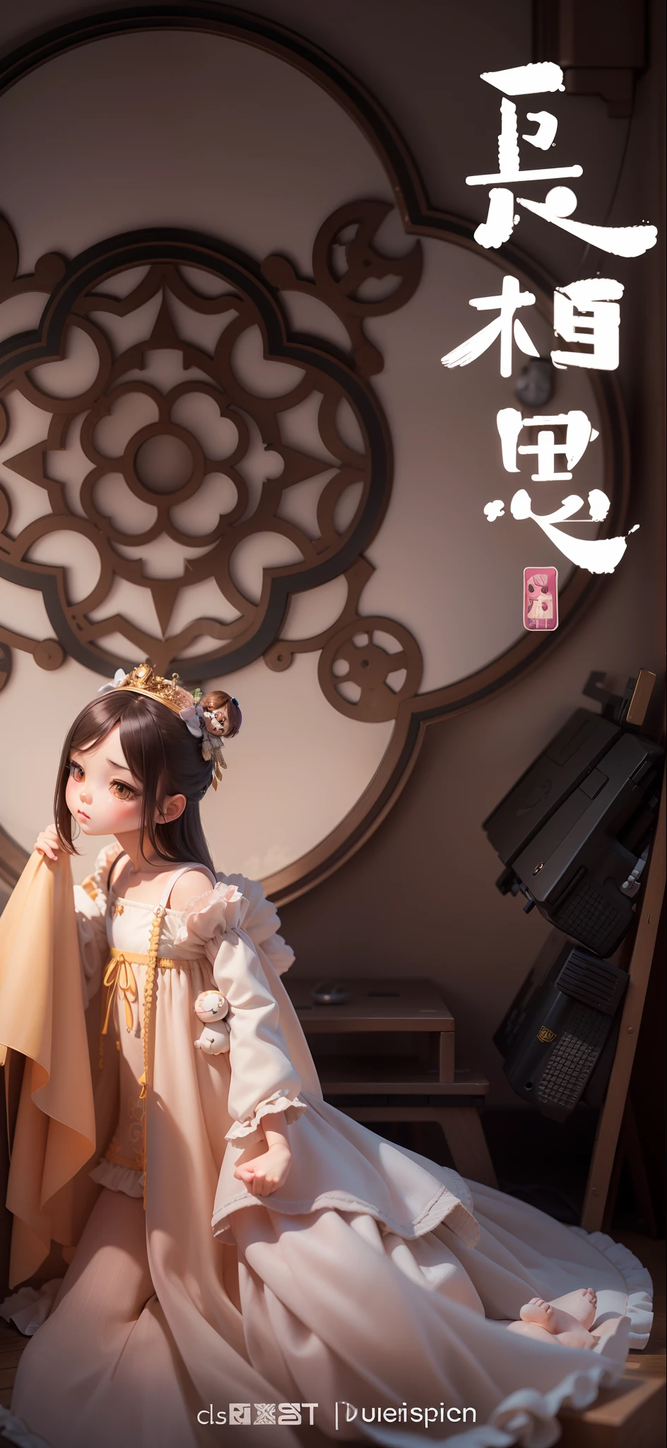 Masterpiece, best quality, super detail, (full body: 1.2), 1girl, chibi, 3d rendering, Q printmaking style, 8 k cartoon illustration, official artwork