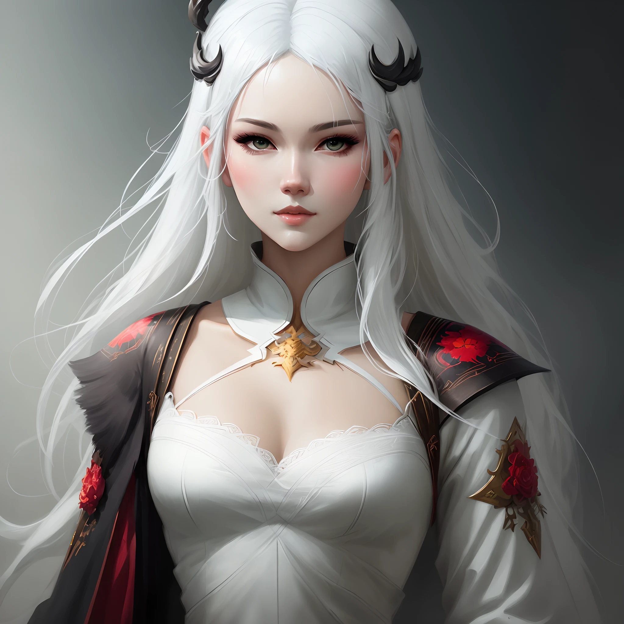 a close up of a woman with white hair and a white mask, beautiful character painting, guweiz, artwork in the style of guweiz, white haired deity, by Yang J, epic exquisite character art, stunning character art, by Fan Qi, by Wuzhun Shifan, guweiz on pixiv artstation
