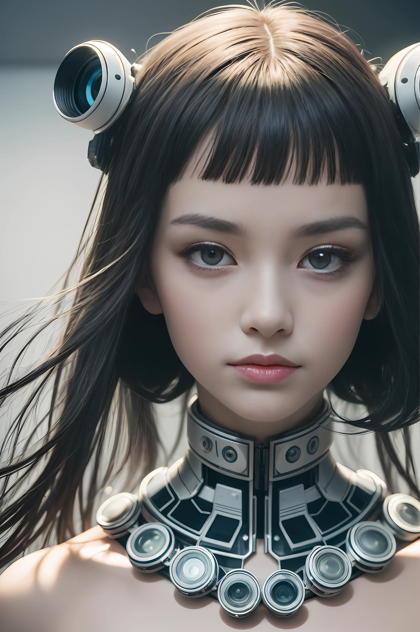 high fashion portrait,minimalist sci-fi no-face-creature wearing machine crown high fashion in the style of dior shot by viviane sassen,[light+space of james turrell+bauhaus],super telephoto,photo realistic,cybernetic,commercial lighting,8k,85mm lens, --auto --s2