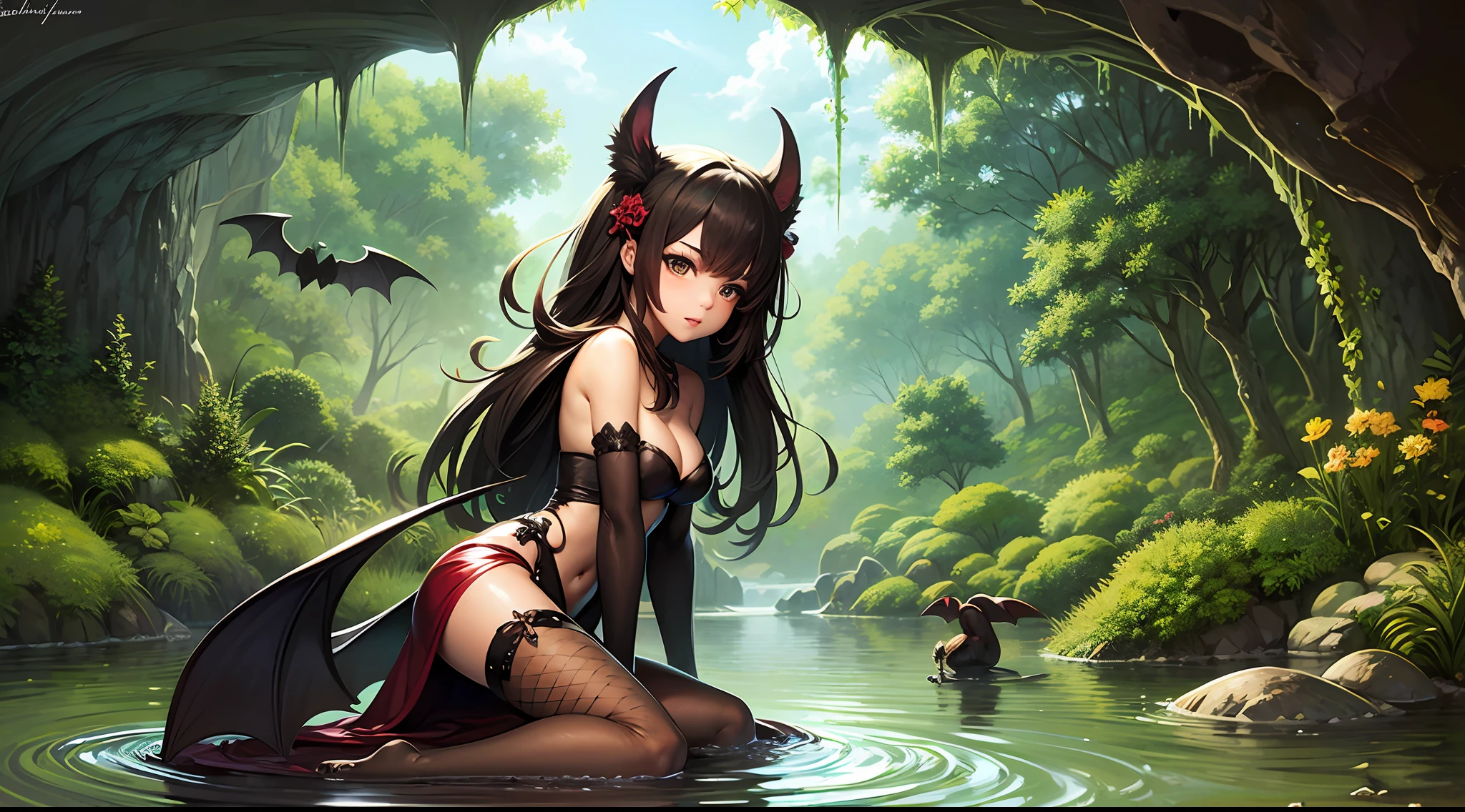 Forest, Cave, water, treasure, female, bat --auto --s2
