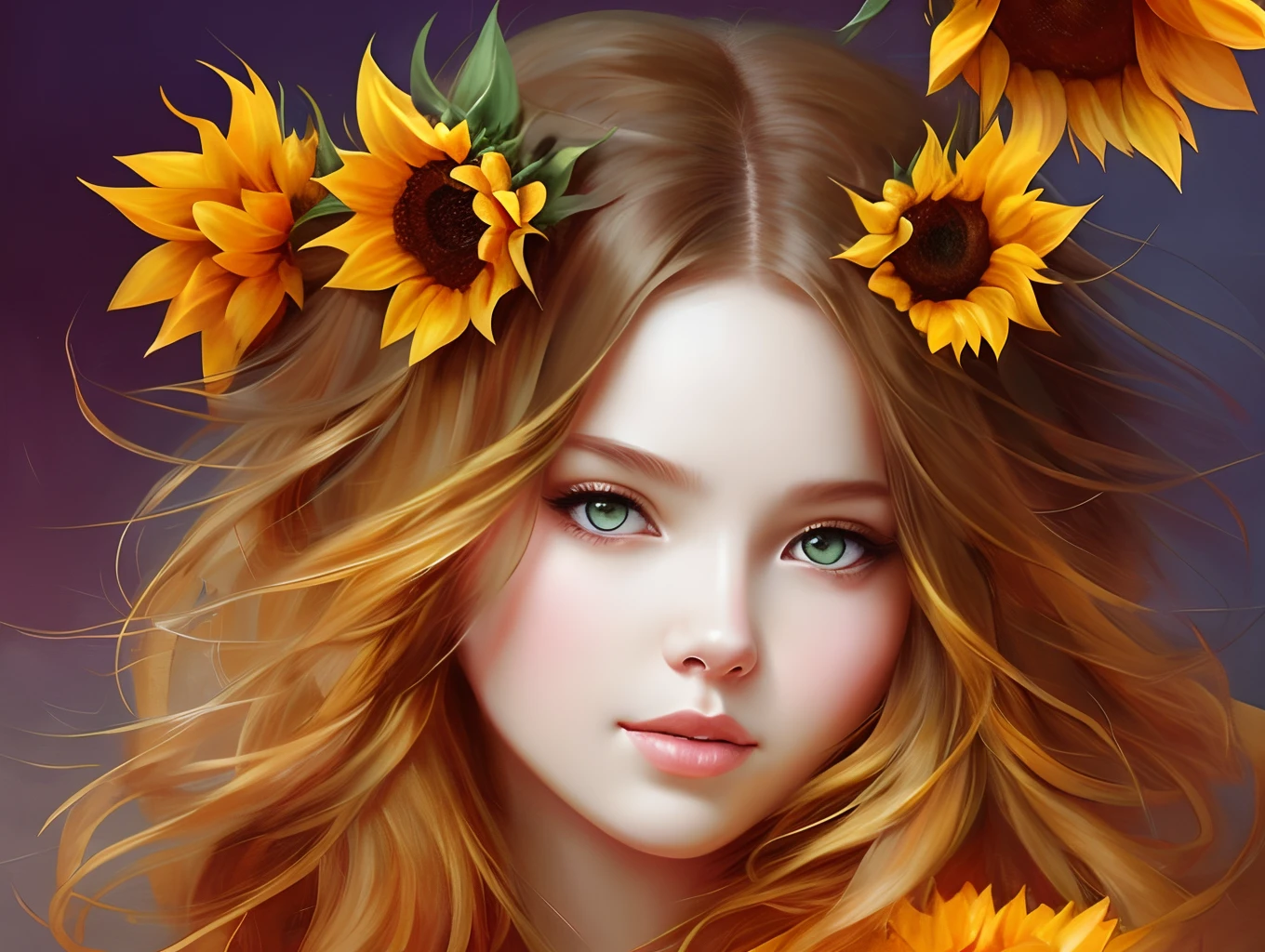 A fluffy Orange cat with a mane made of sunflower petals by WLOP, by artgerm, art by Tom Bagshaw, Atey Ghailan, Andrew Atroshenko, Stanley Artgerm --auto --s2