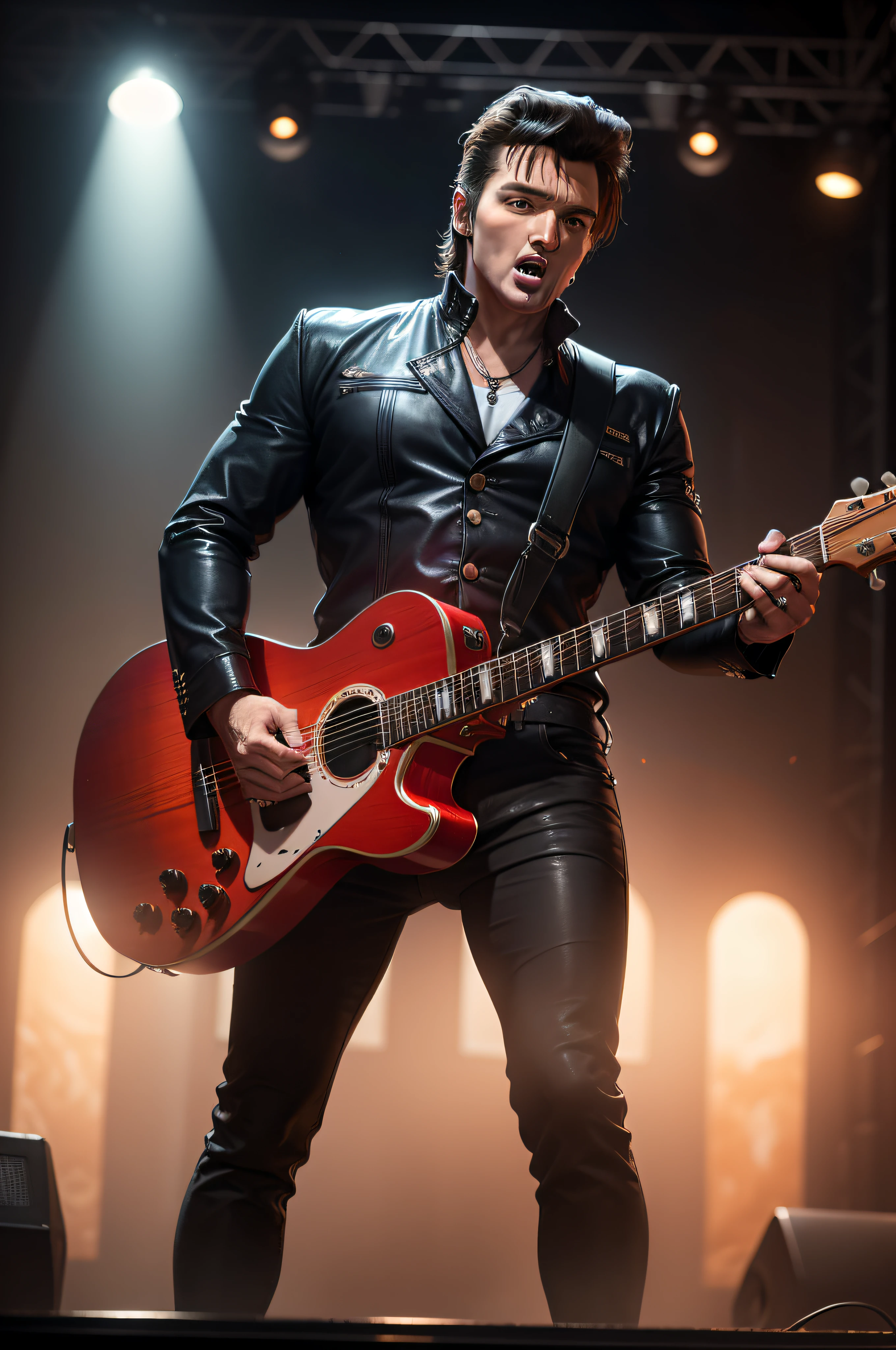 Elvis presley em um palco ultra realista 8k