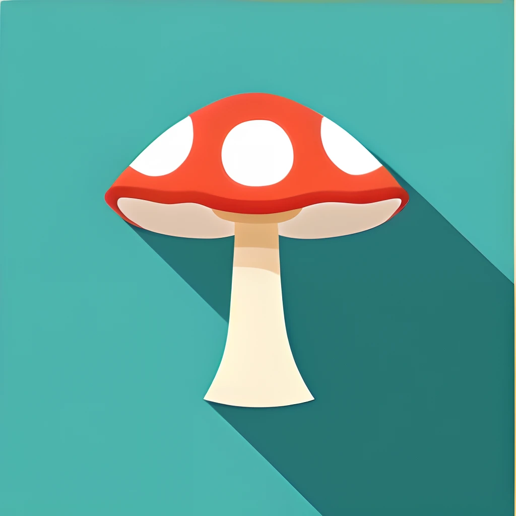 Flat icon of mushroom on blue background