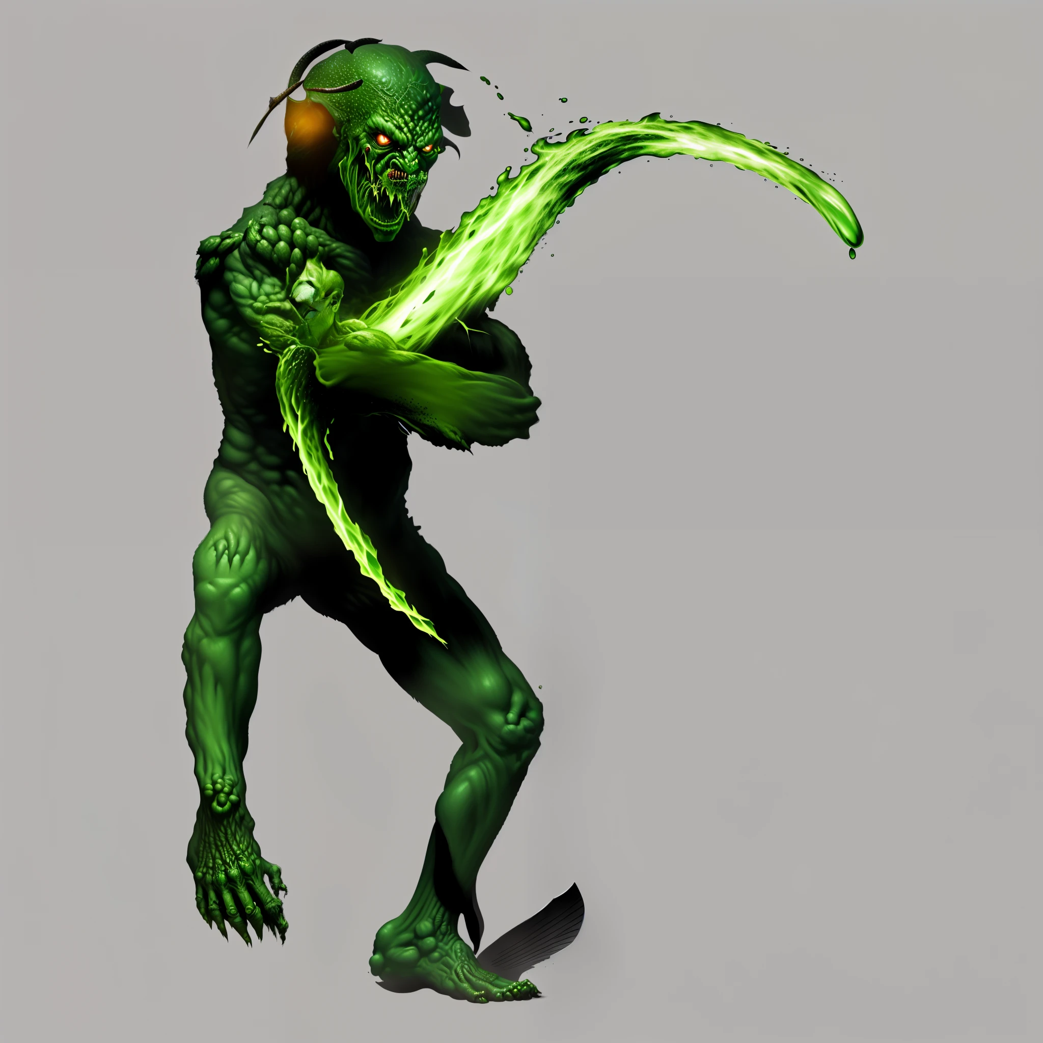 paddle、The Monster、well-muscled、Putting out a green liquid、