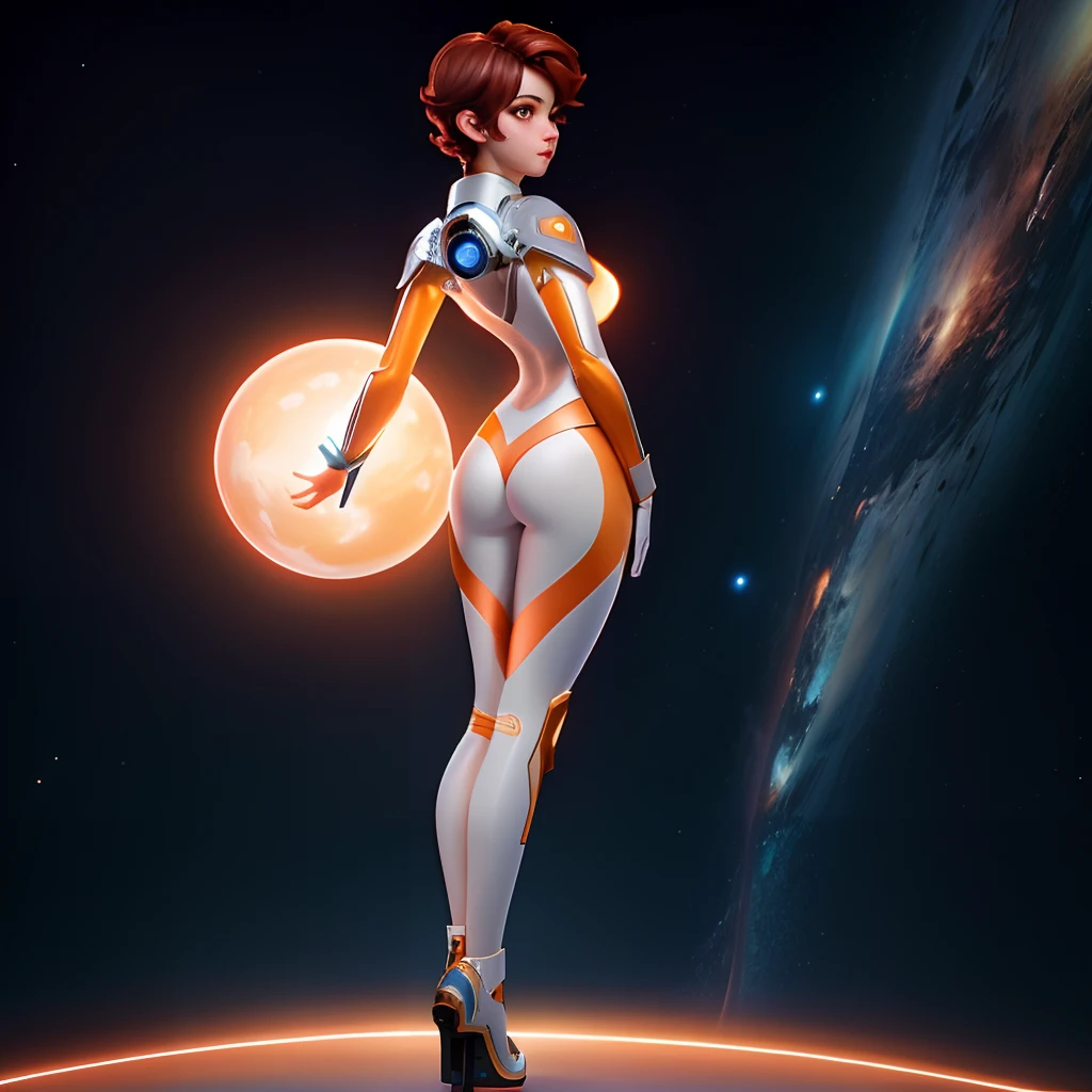 best quality, particle effect, raytracing, scening lighting, perfect lighting, masterpiece ,(thin very skinny slender space woman, wearing orange and white space suit, rebreather, accentuated booty) ,8k resolution, pretty face, delicate face, delicate hands, skinny body, (very flat chest: 1.6), no , perfect face, black short pixie style hair, shiny pale skin, very red and fleshy lips, eyeshadows, thin belly, very massive groin, very massive cameltoe, very voluptuous hips, Intricately detailed cinematic film still, cute, perfect face, (highly detailed, hyperdetailed), natural lighting, auburn hair, alien planet backround, purity seals, perfect eyes, full body, cinematic film still from Gravity 2013, best quality, particle effect, raytracing, scening lighting, perfect lighting, masterpiece ,beautiful female space fairer looking out at the horizon, pov ,8k resolution, pretty face