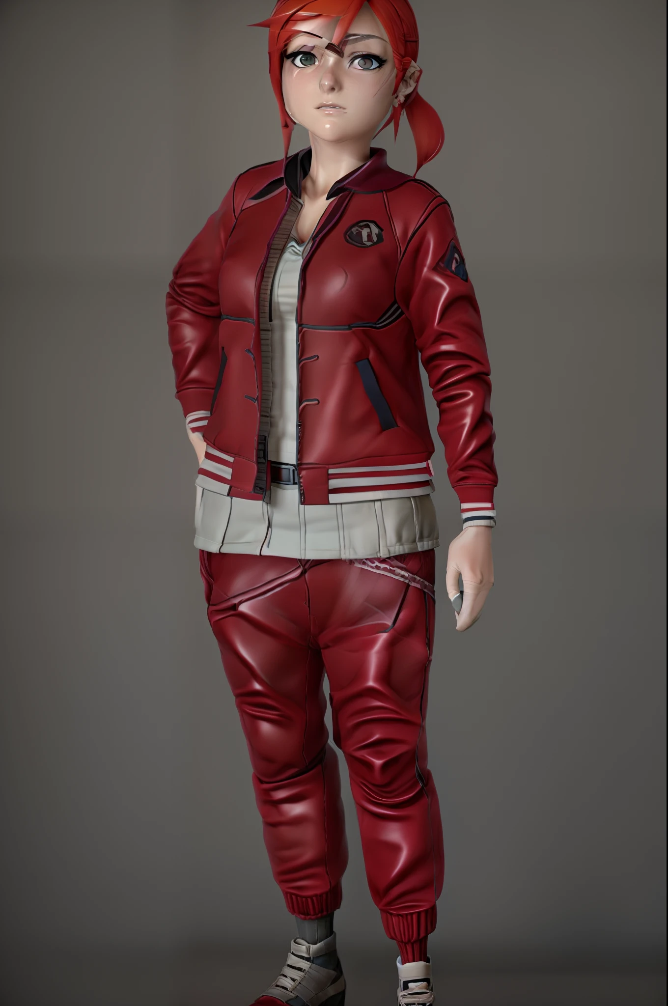 a closeup of a person wearing a jacket and pants, anime vtuber modelo de corpo inteiro, single character full body, modelo live2d youtuber virtual, full body single character, render de uma menina anime 3d bonito, magical school student uniform, anime estilo 3d, Personagem altamente detalhado, inspirado em Tsuruko Yamazaki, full body render
