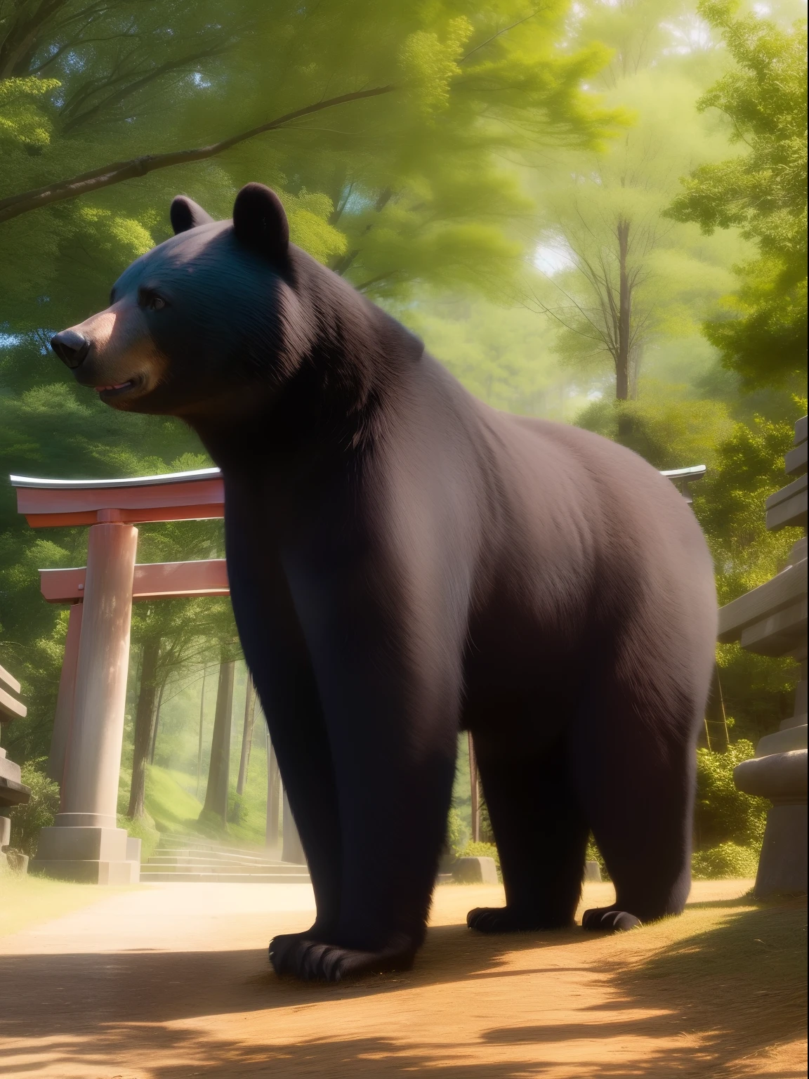 ((Black bear)), in woods、shrines、Red torii gate:0.6、 plein air, Natural light,((Realism: 1.2)), dynamic far view shot,Cinematic lighting, Perfect composition, ultra-detailliert, Official art, masutepiece, (Best Quality:1.3), Reflectors, the Extremely Detailed CG Unity 8K Wallpapers, Detailed background, masutepiece, Best Quality, (masutepiece), (Best Quality:1.4), (超A high resolution:1.2), (hyper realisitic:1.4), (Photorealistic:1.2), Best Quality, High quality, hight resolution, Detail Enhancement,