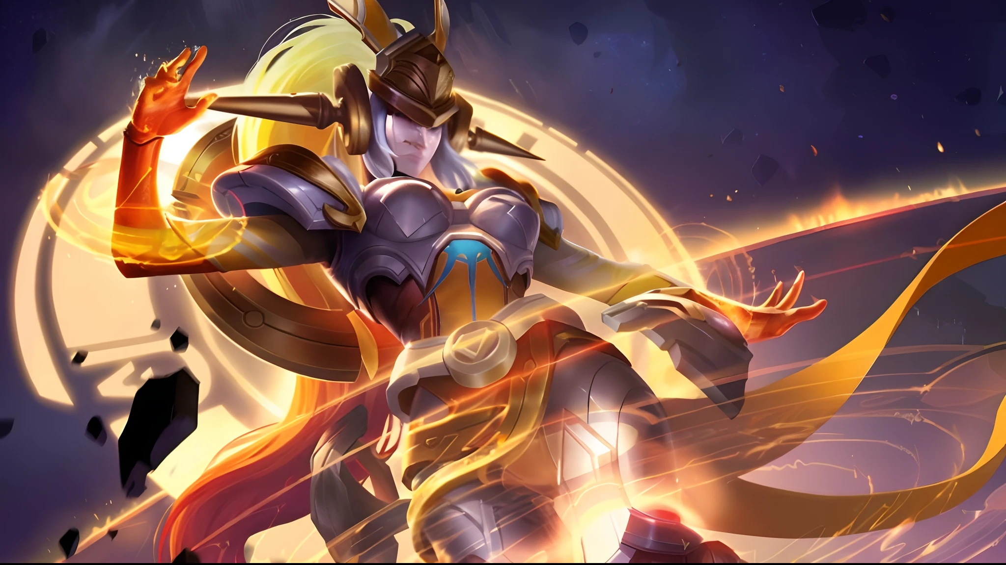 um close up de uma pessoa segurando uma espada em um quarto escuro, Ashe, KDA, Freya, Orianna, Artgerm extremamente detalhado, mobile legends, Brigitte, paladino de ouro, League of Legends Arte Splash, Arte Splash, Splash Art Oficial, Senna de League of Legends, Heise Jinyao, inspirado em Leona Wood