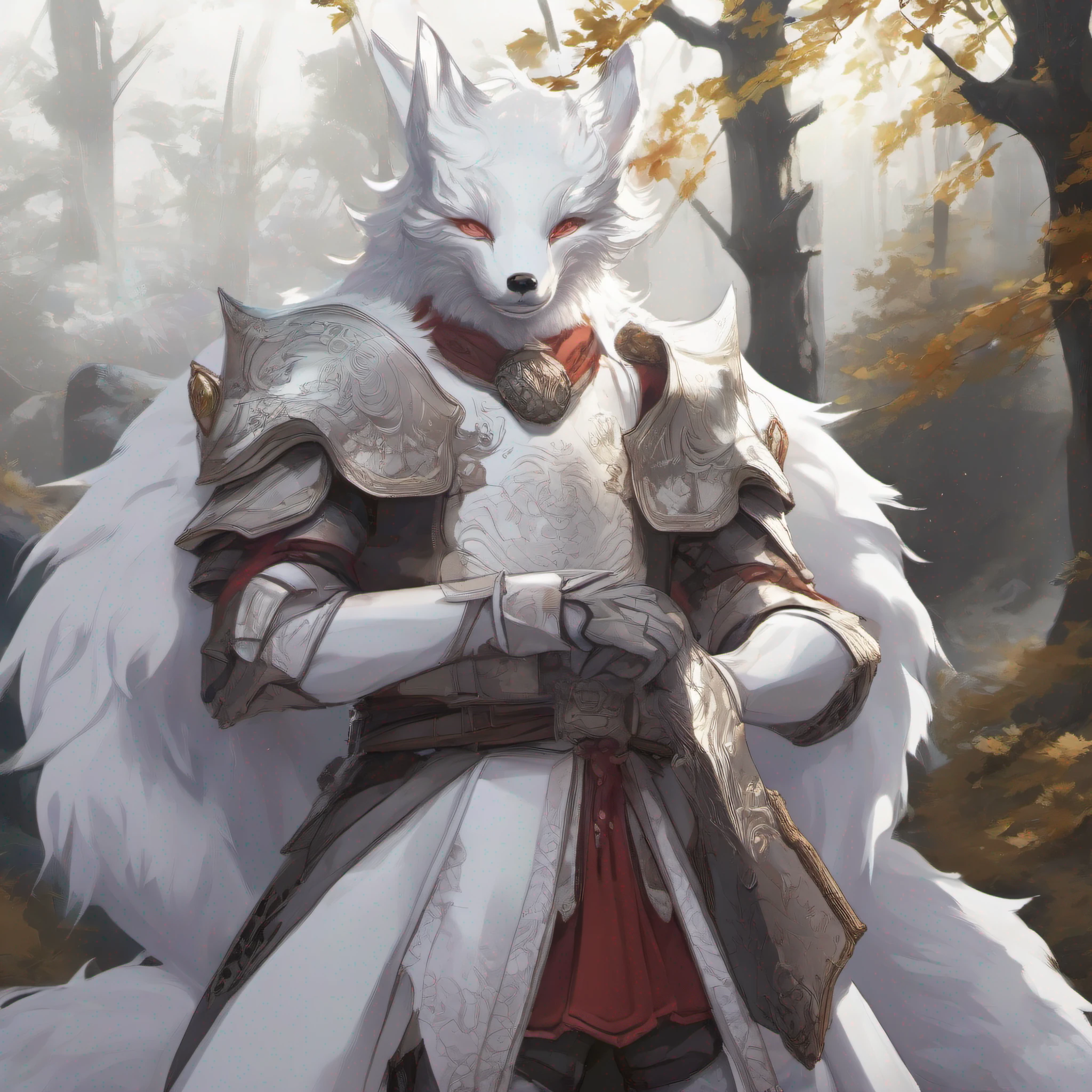 The white fox demon puts on armor