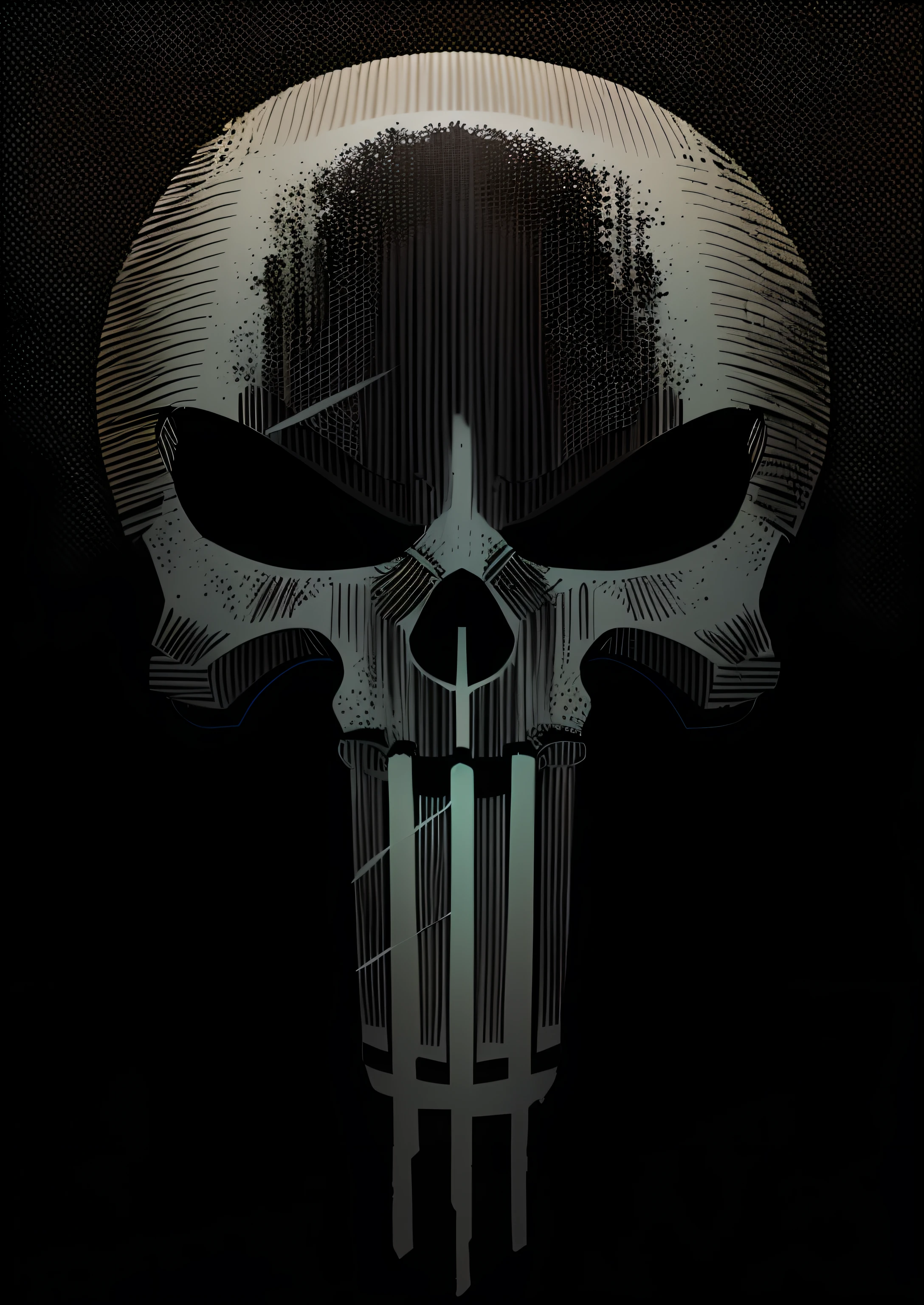 a skull with a bright blue eye on a black background, Punisher, Arte de Alessandro Pautasso, papel de parede do telefone hd, papel de parede do telefone hd, Directed by: Tommaso Redi, high resolution print :1 cmyk :1, minimal black skull warpaint, Papel de parede amoled, papel de parede do telefone, ((skull)), skull like, VectorArt detalhado, Directed by: Derek Hill