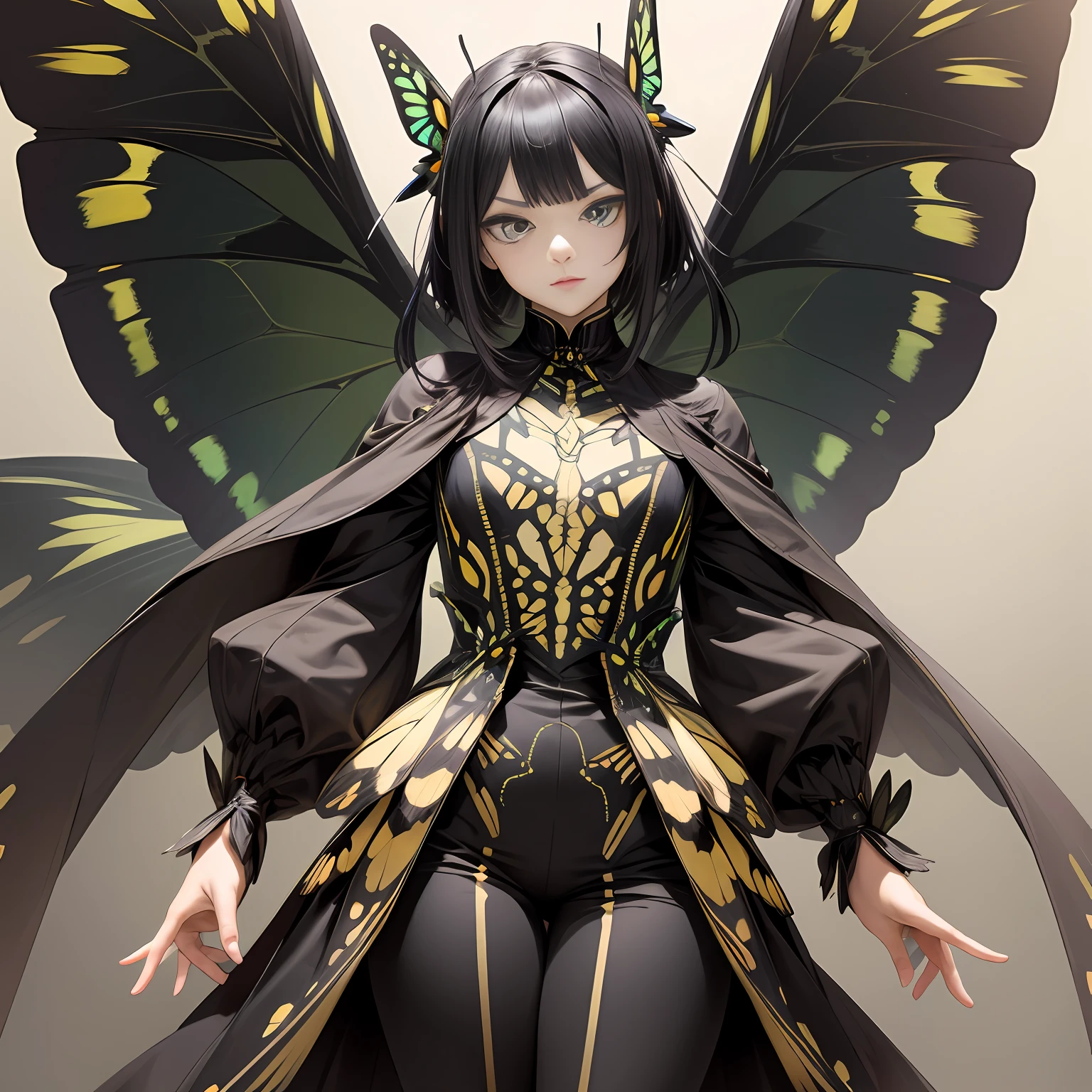 Insect humans、Swallowtail butterfly、terrifying、Slender Macho Body、4 hands、large plumage、