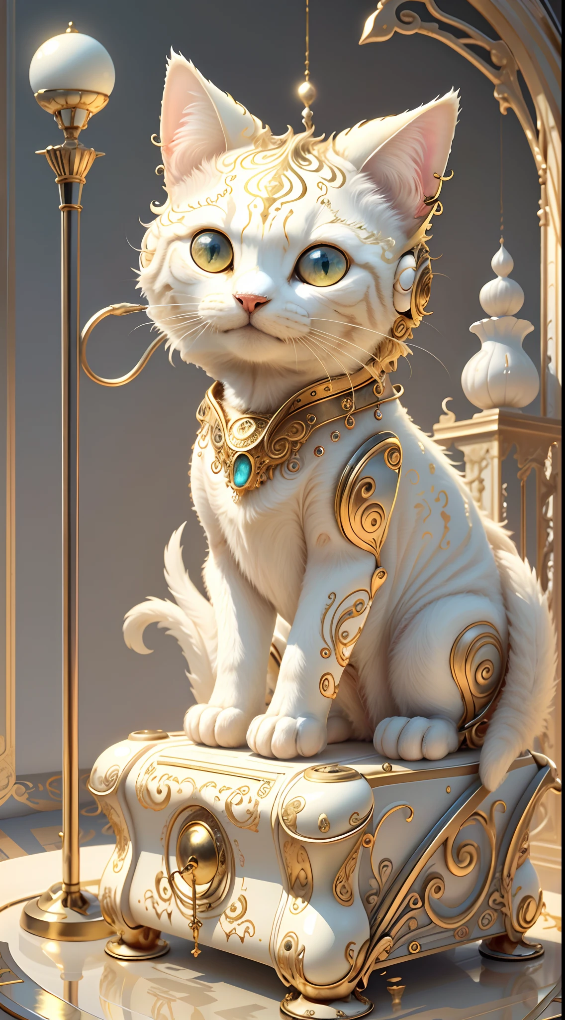 Ivory Gold AI psychedelic magic,catss，cleanness，brightly，ssmile，Funny