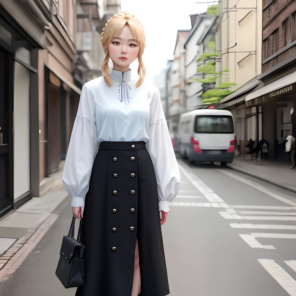 Artoria wears modern clothes。