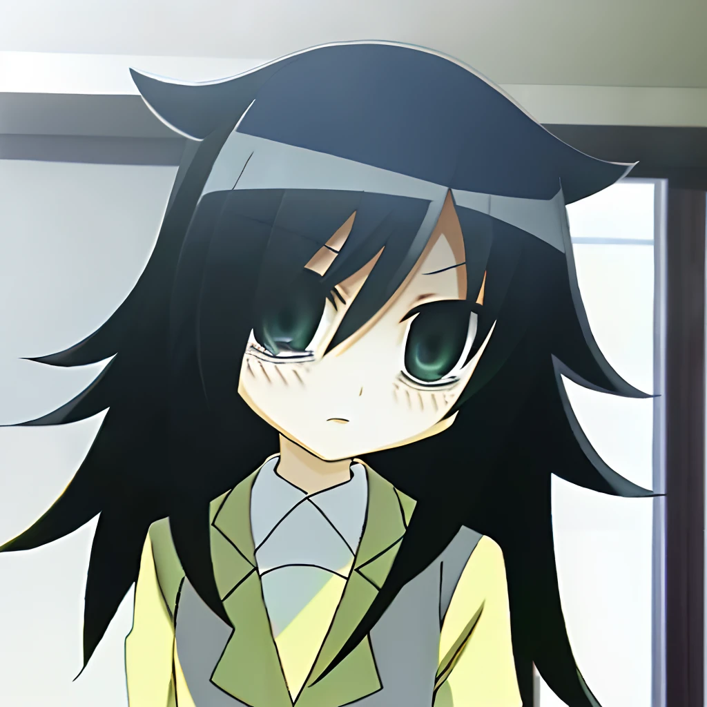 Obra maestra, Detallado, solamente, Tomoko-Kuroki, Mirando al espectador, Uniforme escolar amarillo, Antecedentes del aula,