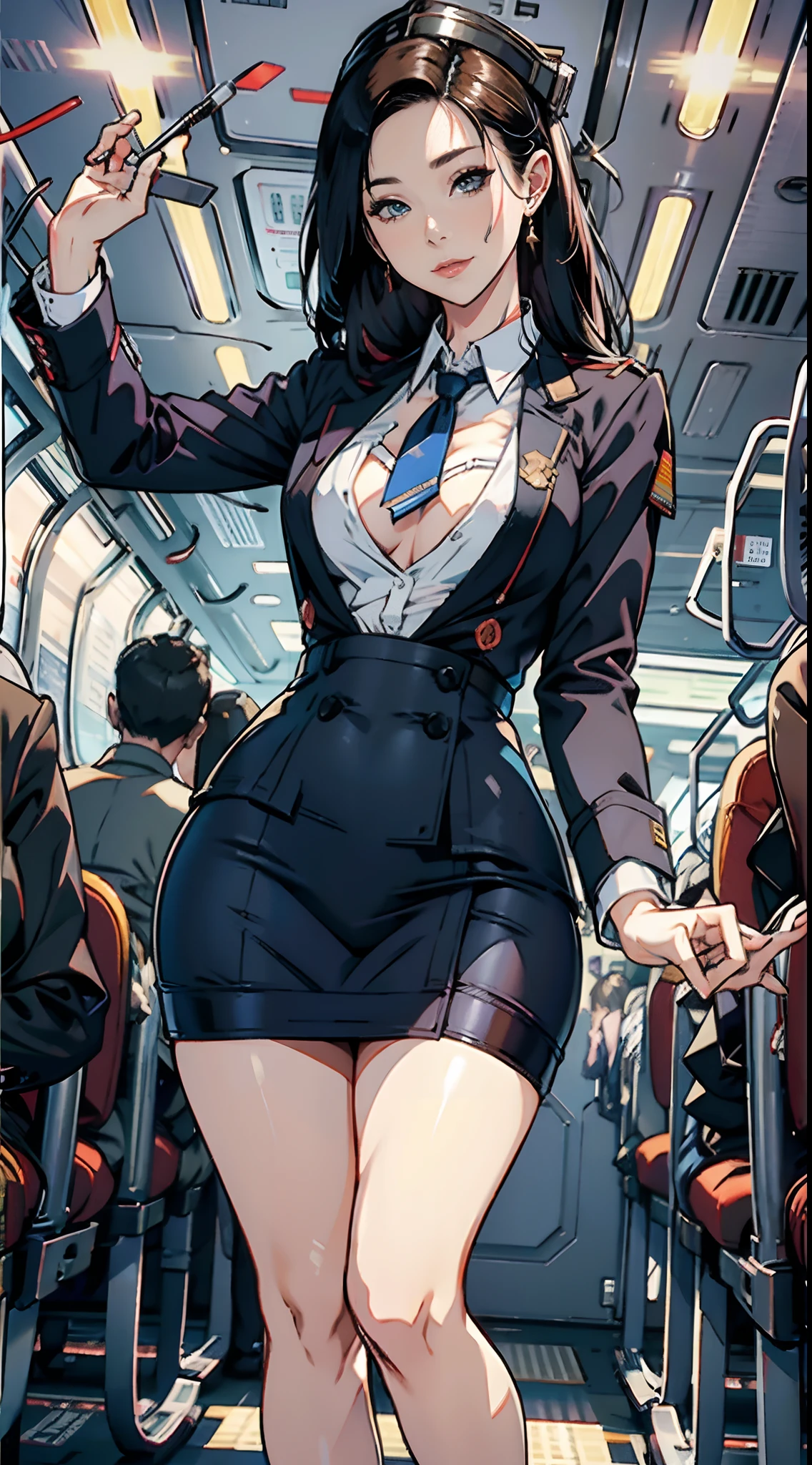 1female,Bigchest,stewardess,Raised sexy,The kinky is exposed,flightattendantuniform