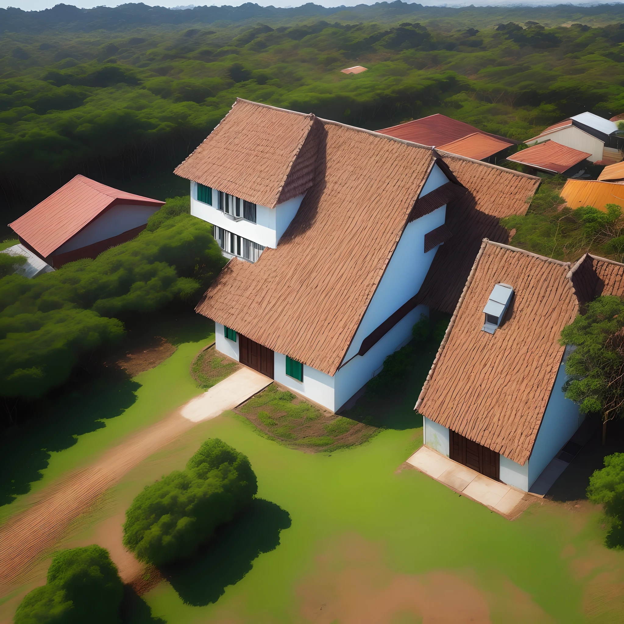 imagens suaves e serenas de um campo verde e uma casa acolhedora
