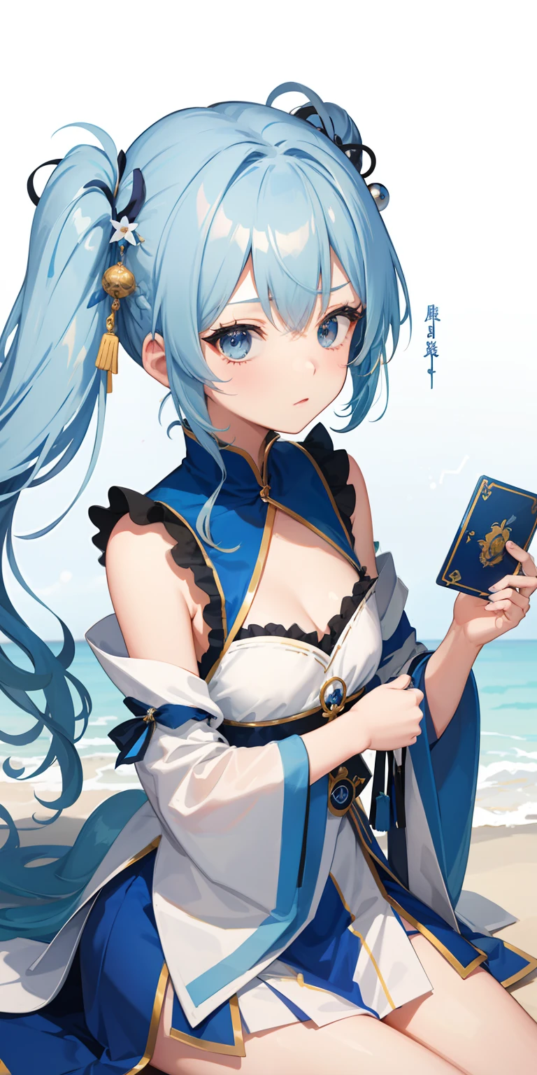 blue hairs、twintails hairstyle、cute little、the Wise、fortune teller、fight、constellation、tarot、high-level image quality