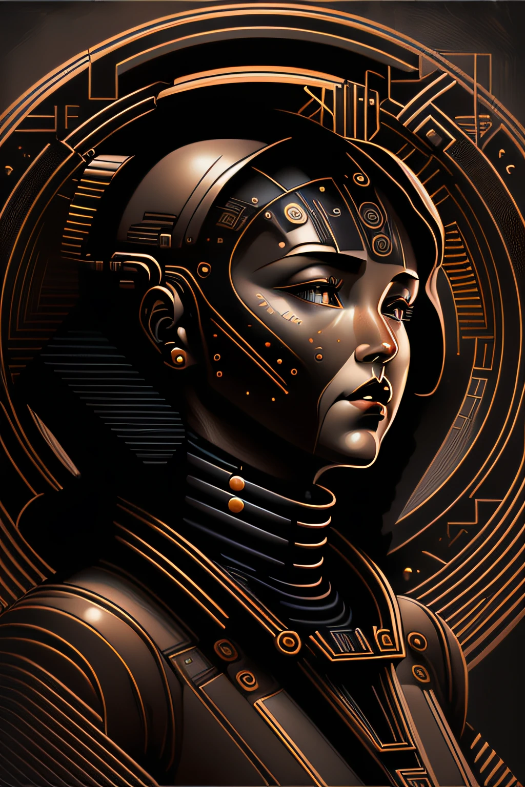 (masterpiece, 4k ,ultra detailed,raw photo:1.2),illustration,
(1woman:1),(portrait:1),
(simple background,bronze and black background:1.4),
(symmetry:1.2),
(Art Deco:1.4),
(retro-futuristic:1.4),
(minimalism:1.4),
(clean:1.4),
(flat_color:1.4),
(astronaut:1.4),
CCDDA Artstyle