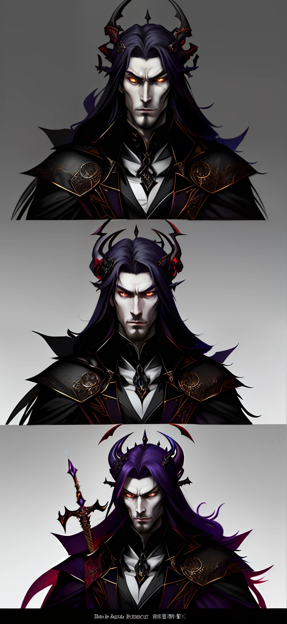One in a dress,Close-up of a man holding a sword,Dark fantasy character design,detailed anime character art,Highly detailed character design,character design:Gothic,Demon aristocracy character design,Detailed character design,Anime character design,High-quality character design,great character design,interesting character design,【character design】,Highly detailed and beautiful fan art,detailed character art。