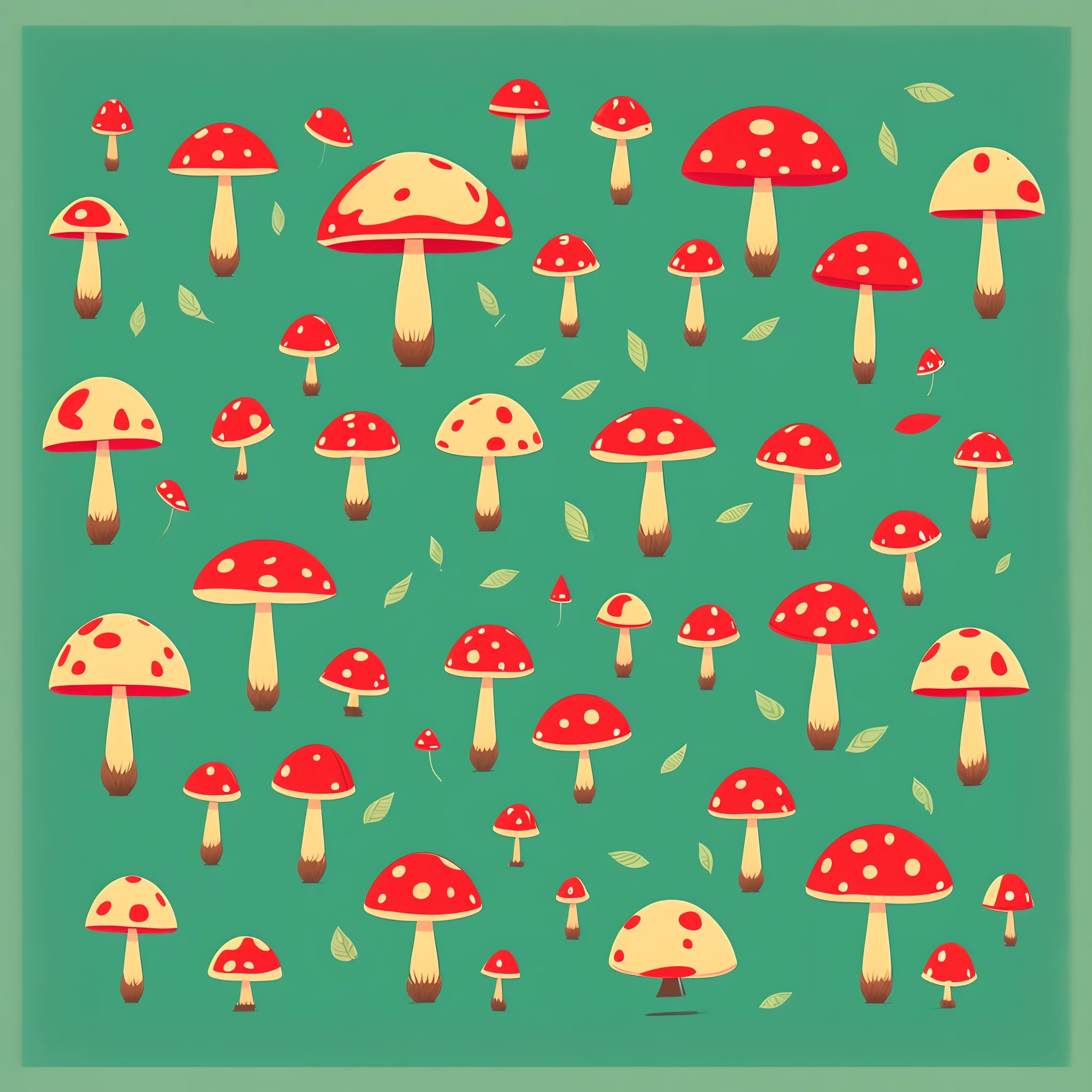 Cute mushrooms in PrintDesign style