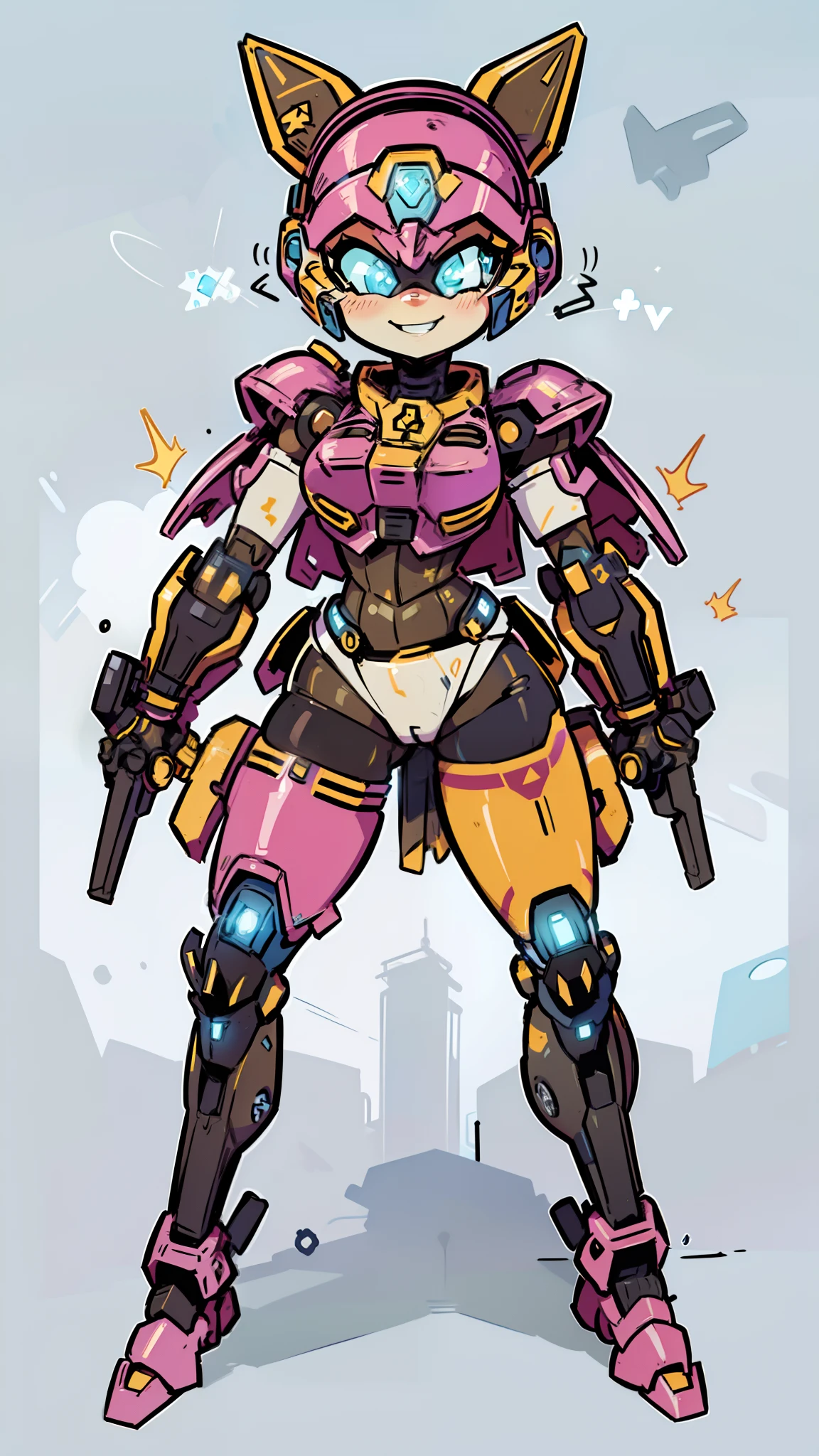 (NSFW:0.8), ((masterpiece)), best quality, a cartoon anime style, toonish style, (feminine figure, butt, pretty, beautiful, sexy), reimagine a female mecha space ranger soldier character with a strong and heroic appearance, (futuristic armor suit:1.5), (positive expressions:2). Use the color scheme of metallic (girly color) for her armor suit. Emphasize the dynamic pose and the presence of her being in galaxies and stars in the to enhance the sense of her space adventure.