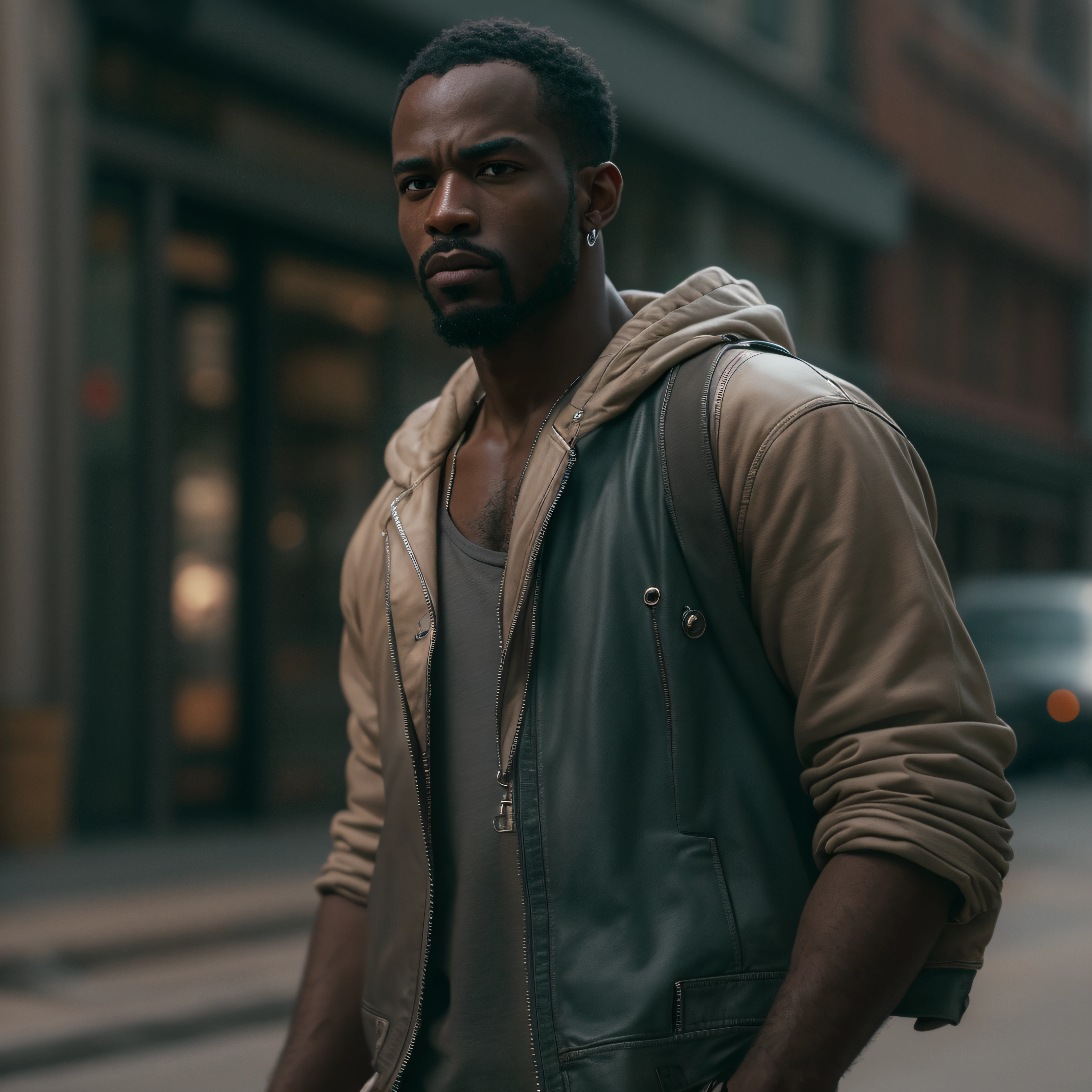 realistic style, masterpiece, best quality, 8k, artstation, sharp focus, ultrarealistic, high details, raw photo of
blackskinned man as street thug