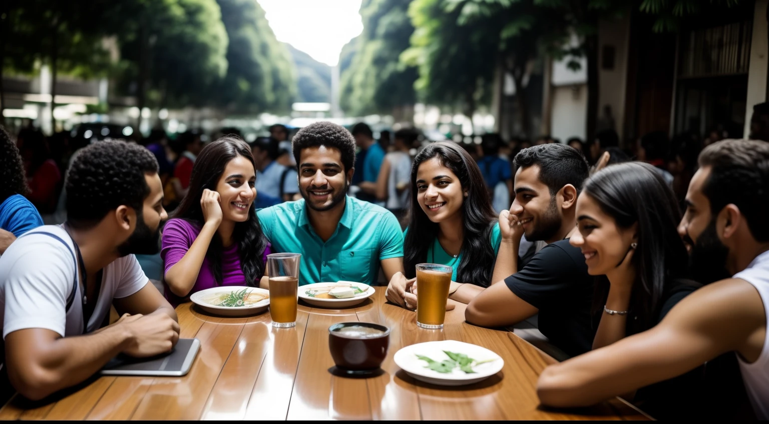Fotografia de pessoas interagindo em um ambiente social, como um encontro com amigos.