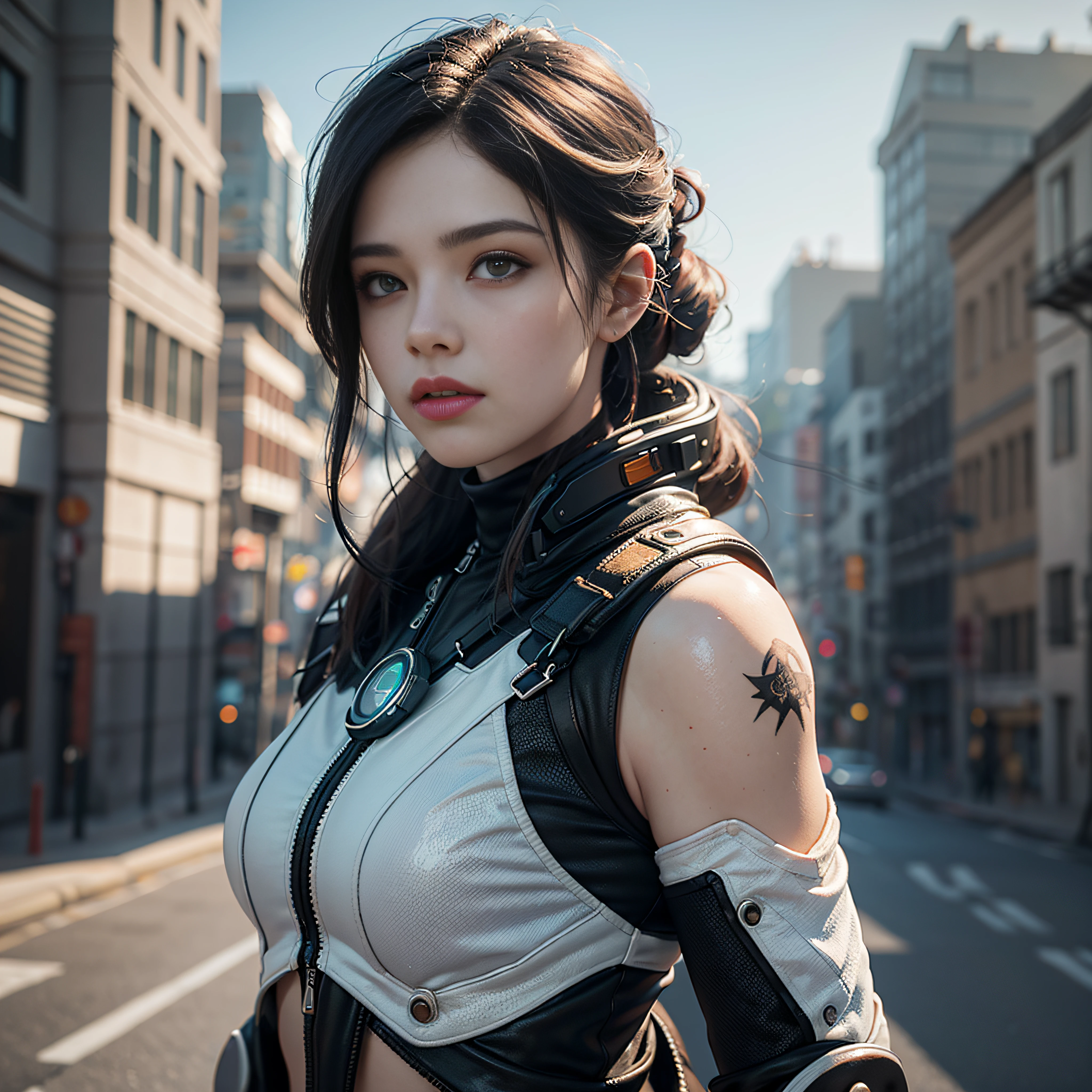 ((Best quality)), ((masterpiece)), (detailed:1.4), 3D, an image of a beautiful cyberpunk female,HDR (High Dynamic Range),Ray Tracing,NVIDIA RTX,Super-Resolution,Unreal 5,Subsurface scattering,PBR Texturing,Post-processing,Anisotropic Filtering,Depth-of-field,Maximum clarity and sharpness,Multi-layered textures,Albedo and Specular maps,Surface shading,Accurate simulation of light-material interaction,Perfect proportions,Octane Render,Two-tone lighting,Wide aperture,Low ISO,White balance,Rule of thirds,8K RAW,