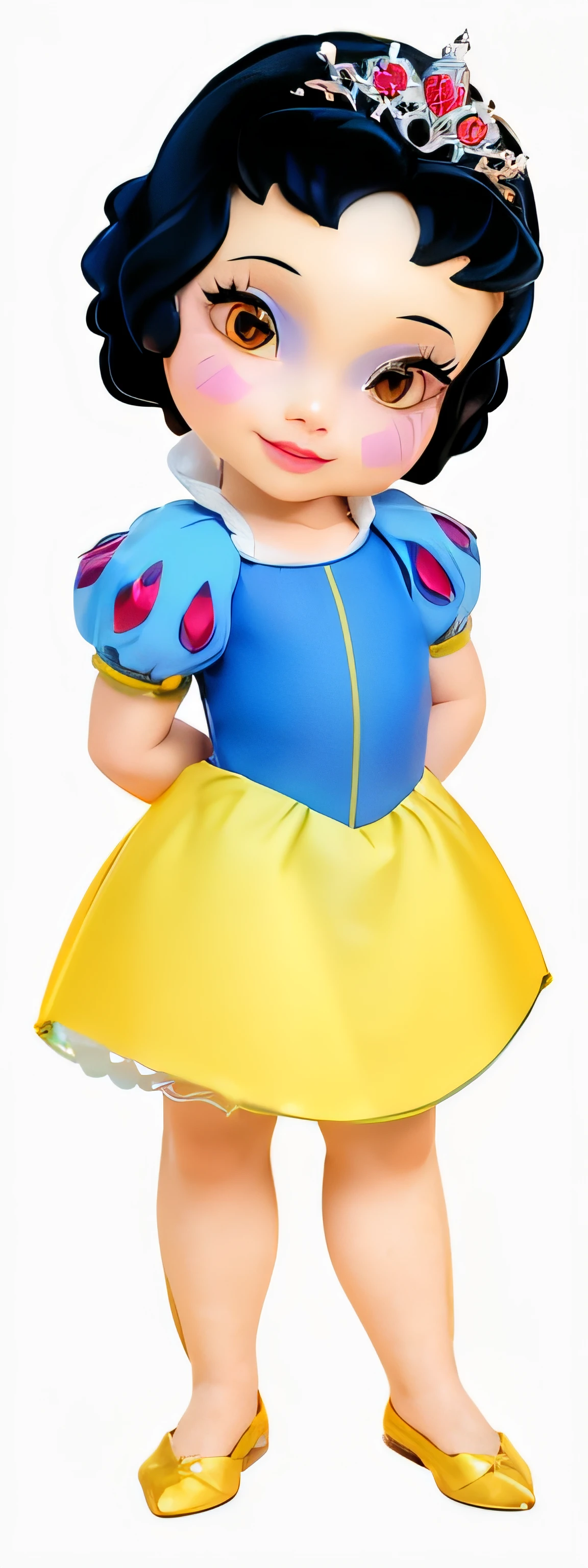 uma branca de neve dos desenhos animados com um vestido amarelo e um vestido azul, Branca de Neve, 4K HD |. cabelos brancos de neve, pale snow white skin, Retrato da Branca de Neve, personagem disney, caixa, Princesa 'Kida' Kidagakash, Arte Oficial, sem gradientes, princesa, Branca de Neve como um D & d lutador, estilo de personagem disney