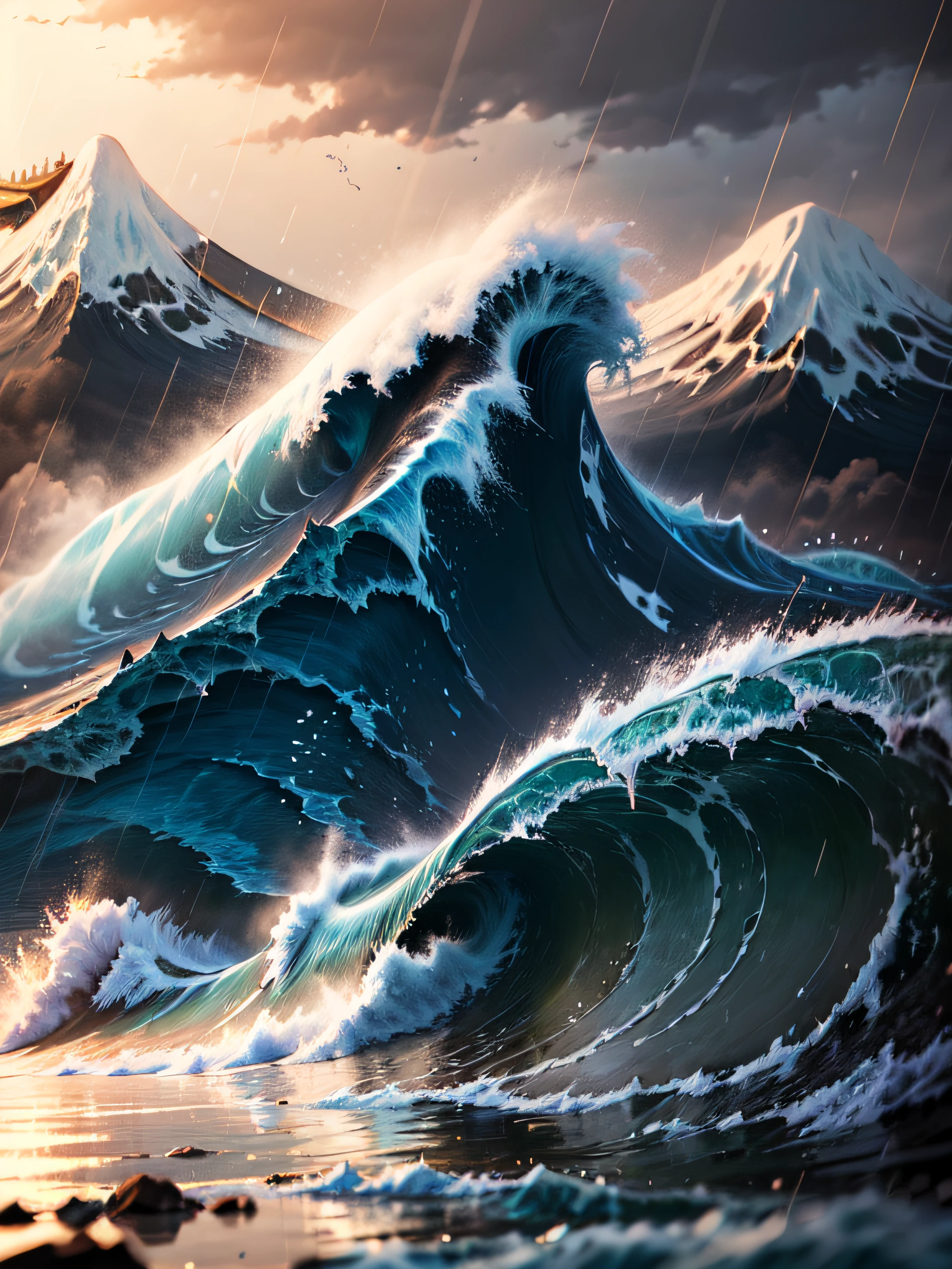 (masterpiece:1.2), (8k:1.2), (tsunami:1.5), (hailstorm:1.2), (rain:1.4)