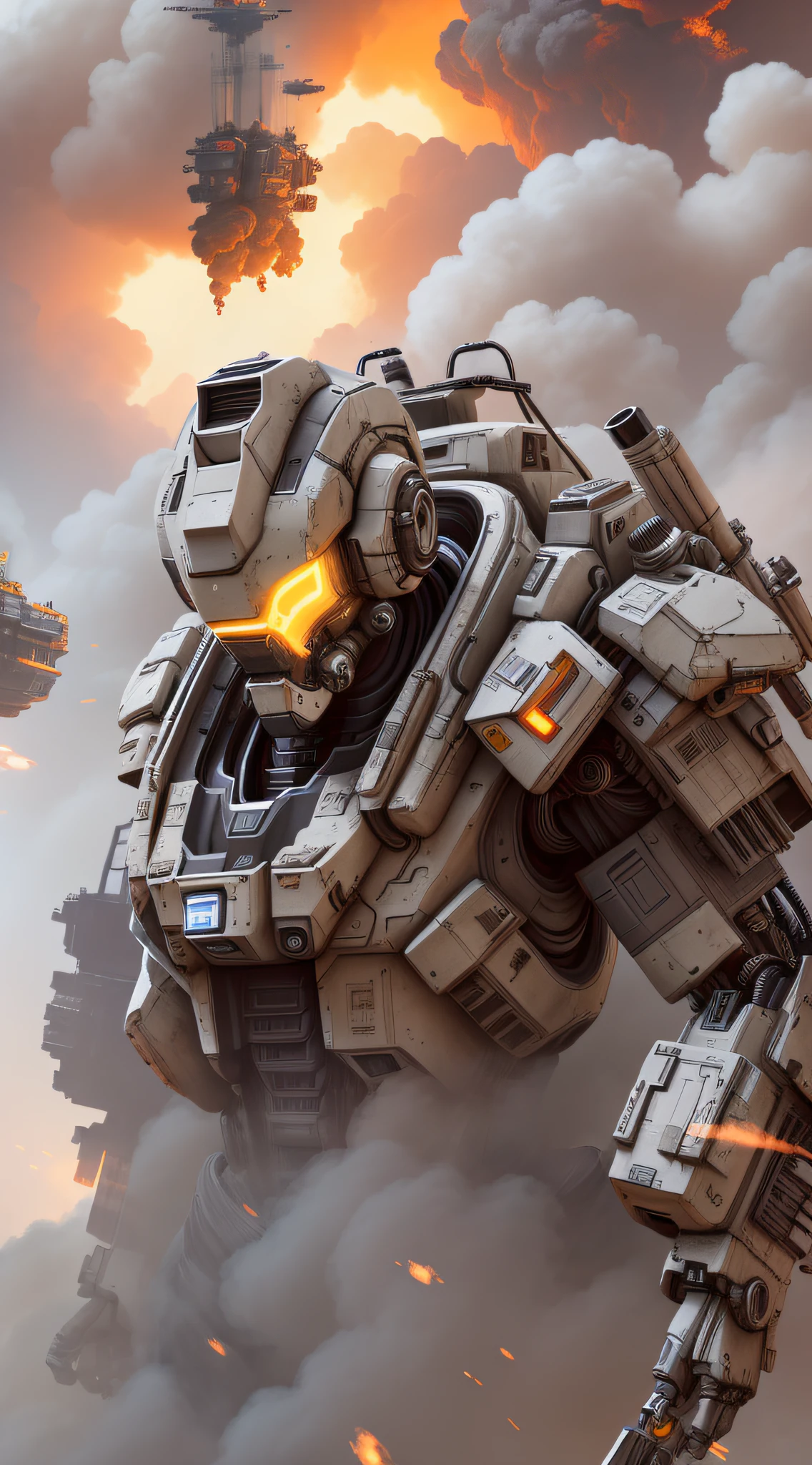 new,arafed image of a sci - fiction looking robot with a gun in front of a cloud of smoke, 4k highly detailed digital art, hq 4k wallpaper, ultra detailed game art, titanfall, cg artist, high quality digital concept art, cgsociety 4k, cgsociety 4 k, 4k detailed digital art, detailed sci-fi art,cool