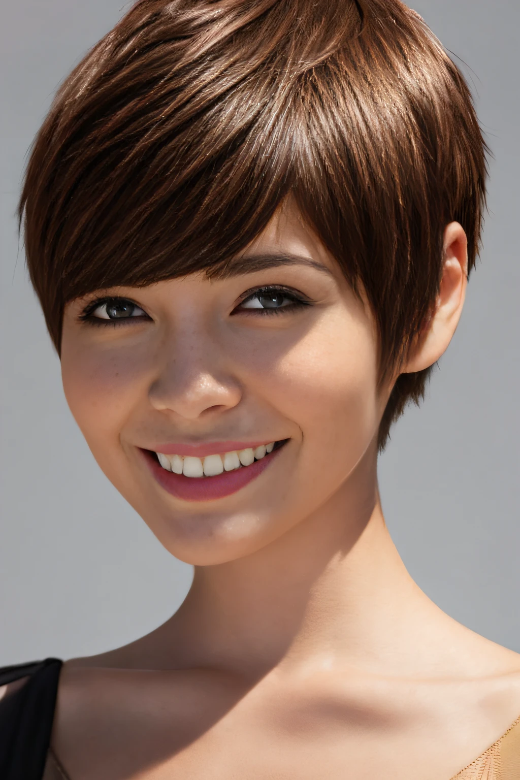 a pixie cut a smile