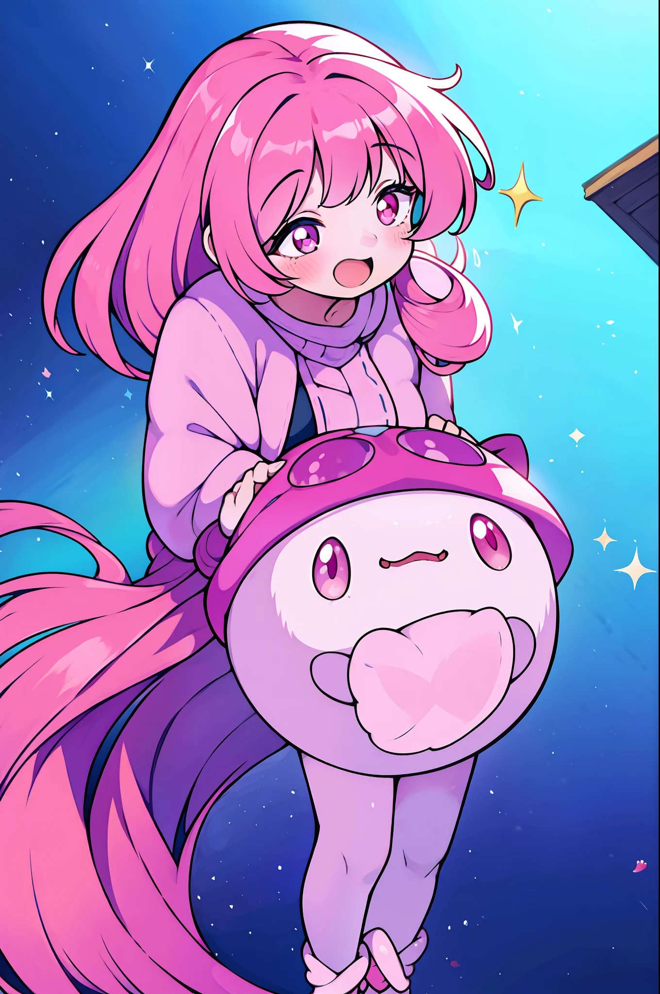 Meet Momo, a kawaii anime character whose world is a palette of soft pinks and dreamy pastels. With her rosy cheeks and eyes that sparkle like crystal, Momo's appearance is a testament to pure adorableness. Her signature feature is a fluffy pink bow that rests gently atop her head, adding an extra touch of charm to her already cute demeanor. Momo's infectious laughter and heartwarming smile have the power to melt even the coldest of hearts. Whether she's exploring magical lands or simply enjoying a sunny day, Momo's gaze reflects a world of wonder and cuteness that's impossible to resist.