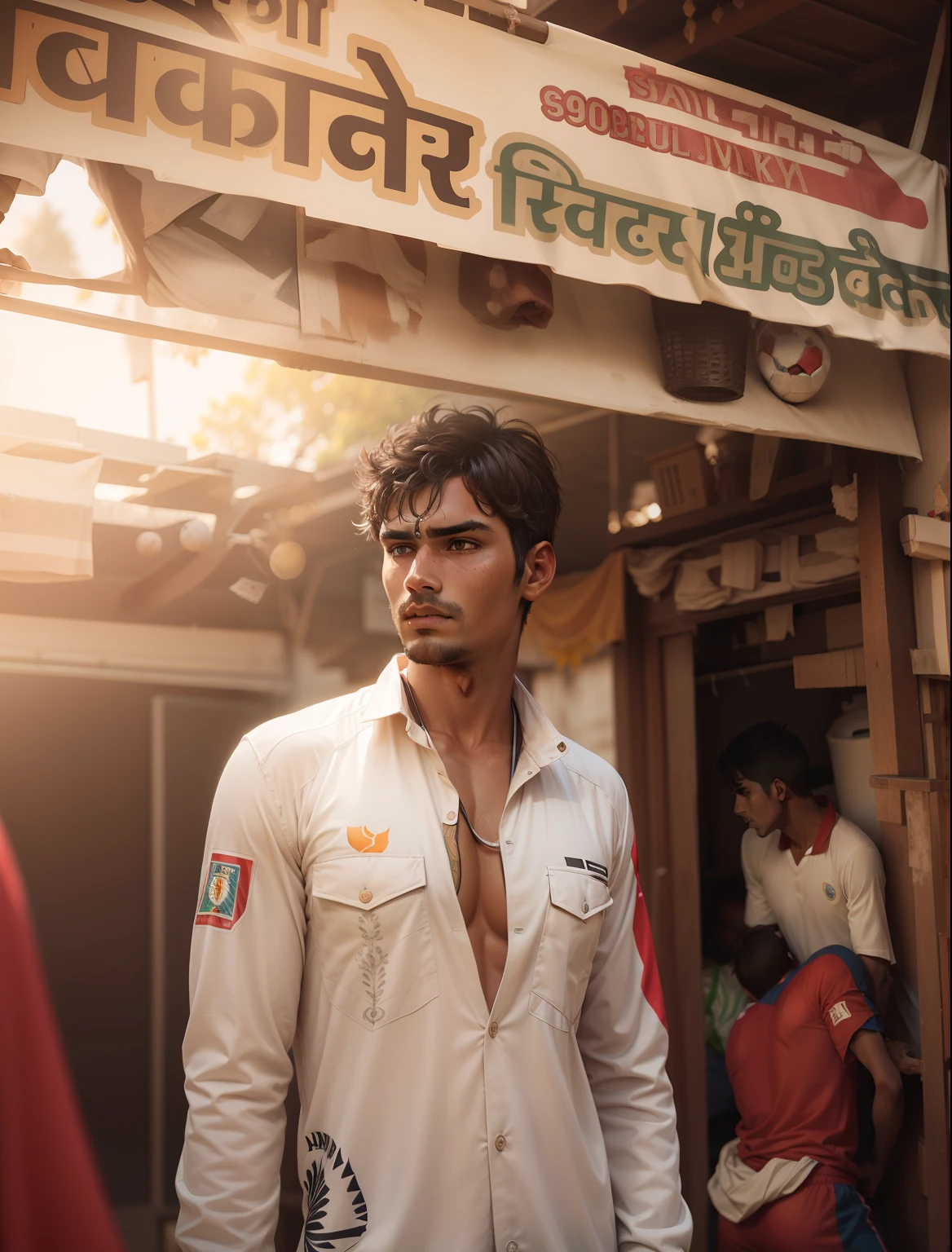 soccer player ultra realistic indian shirt on the field