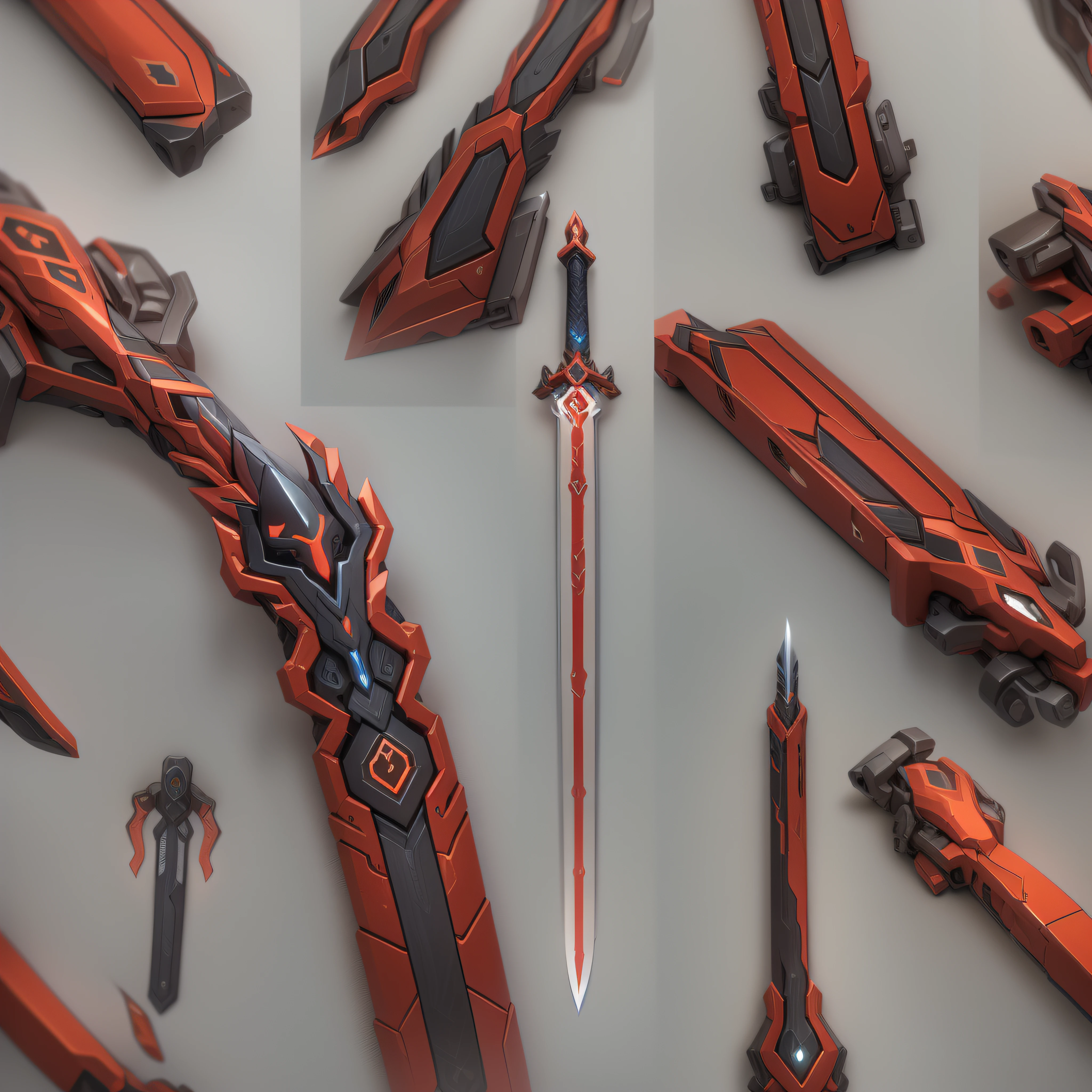 Red Sci-fi sword,(masterpiece, top quality, best quality, official art, aesthetic:1.2),(8k, best quality, masterpiece:1.2)