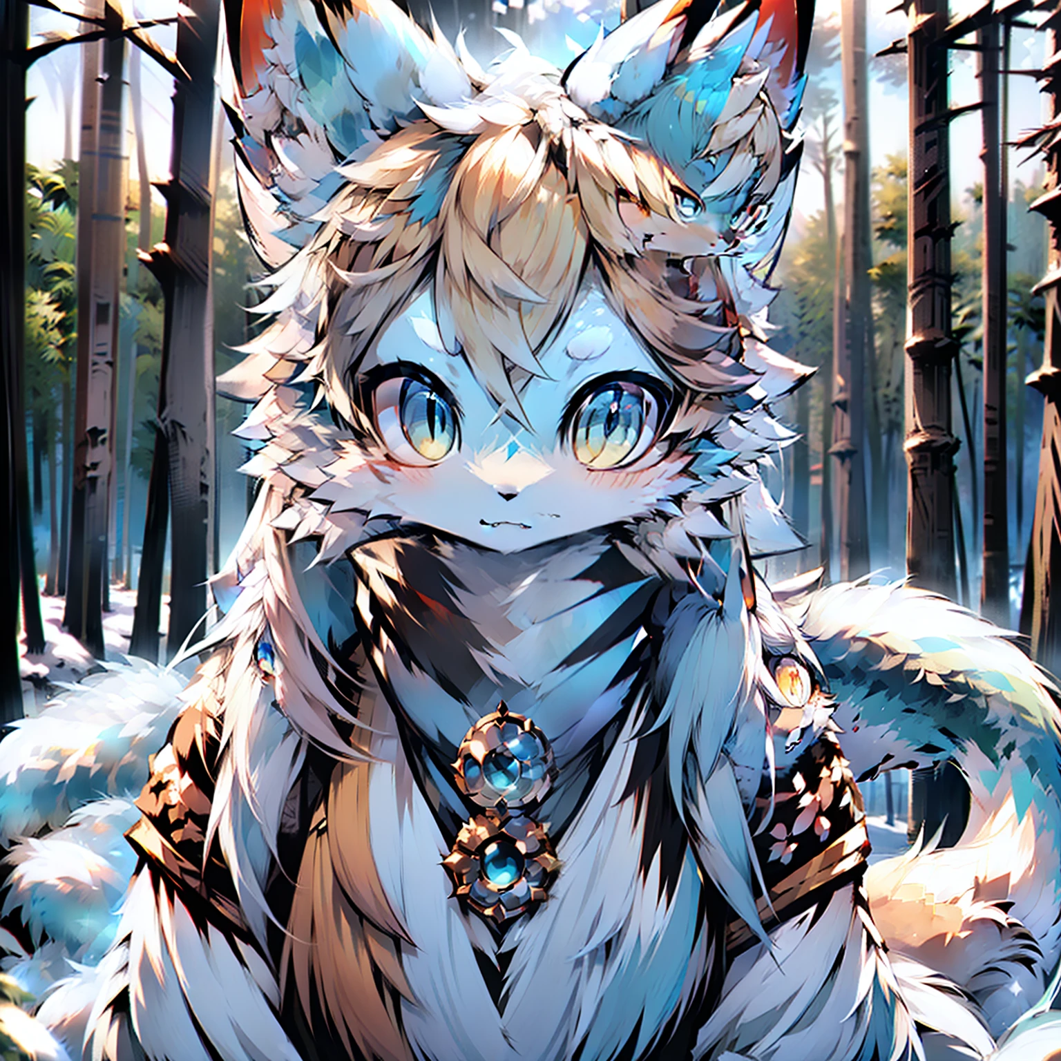 A beautiful woman goddess ((fox)), nine-tailed kitsune in bluish skin with white tones and ultra-realistic hair beautiful snow color, blonde hair, hollow eyes, hollow eyes, animal ears, food on the face, Surrealism, hyperrealism, jpeg artifacts, UHD, masterpiece, anatomically correct, curated, super detail, high detail, high quality, high detail, higher, 8k, Greg Rutkowski, , fantastic, Intricate detail, fantasy concept art, deviant art masterpiece, Cinematic.