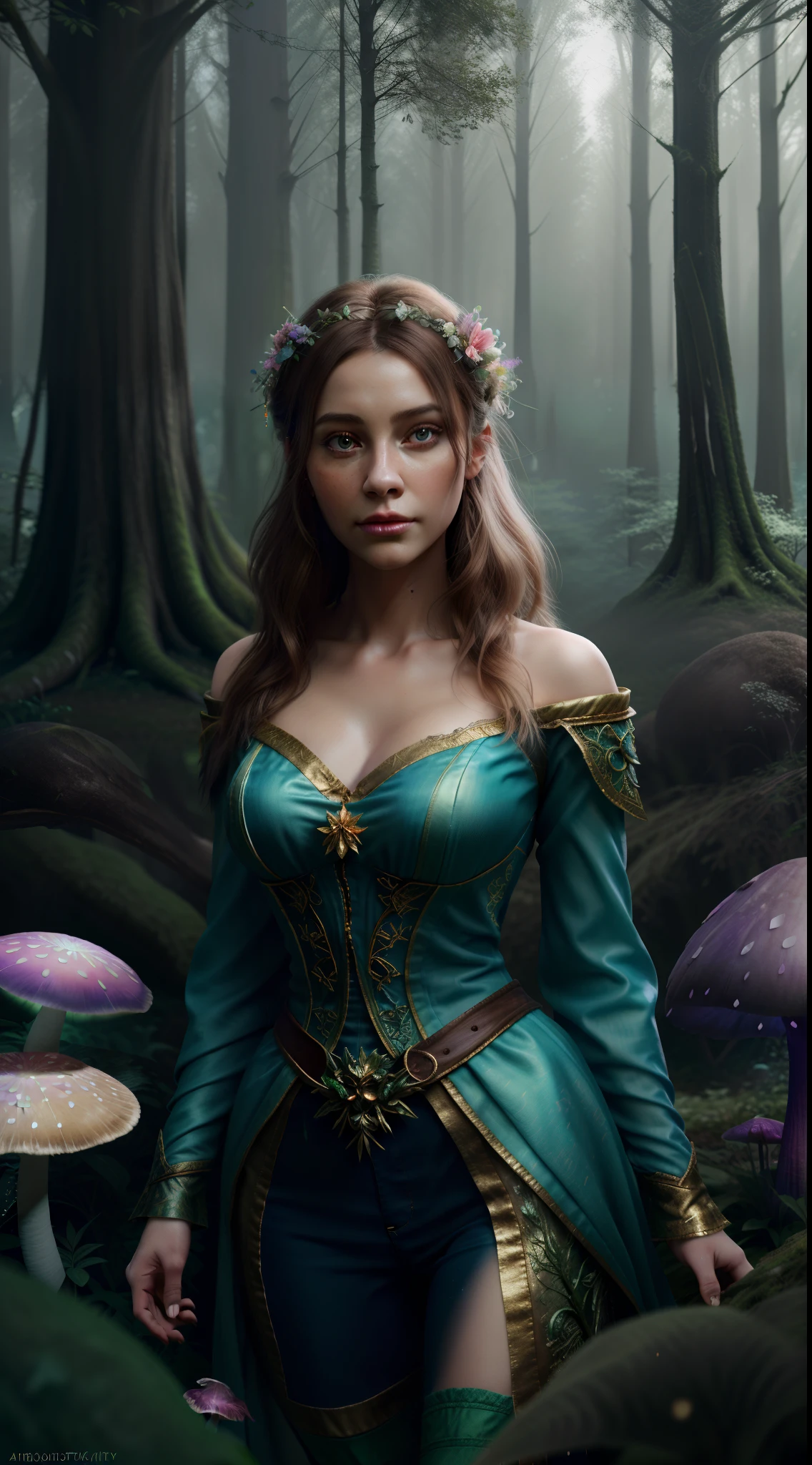 masterpiece, best quality, high quality,extremely detailed CG unity 8k wallpaper, An enchanting and dreamy scene of a fantasy forest, with towering trees, glowing mushrooms, and hidden fairy glens, creating a sense of mystique and enchantment, artstation, digital illustration, intricate, trending, pastel colors, oil paiting, award winning photography, Bokeh, Depth of Field, HDR, bloom, Chromatic Aberration ,Photorealistic,extremely detailed, trending on artstation, trending on CGsociety, Intricate, High Detail, dramatic, art by midjourney