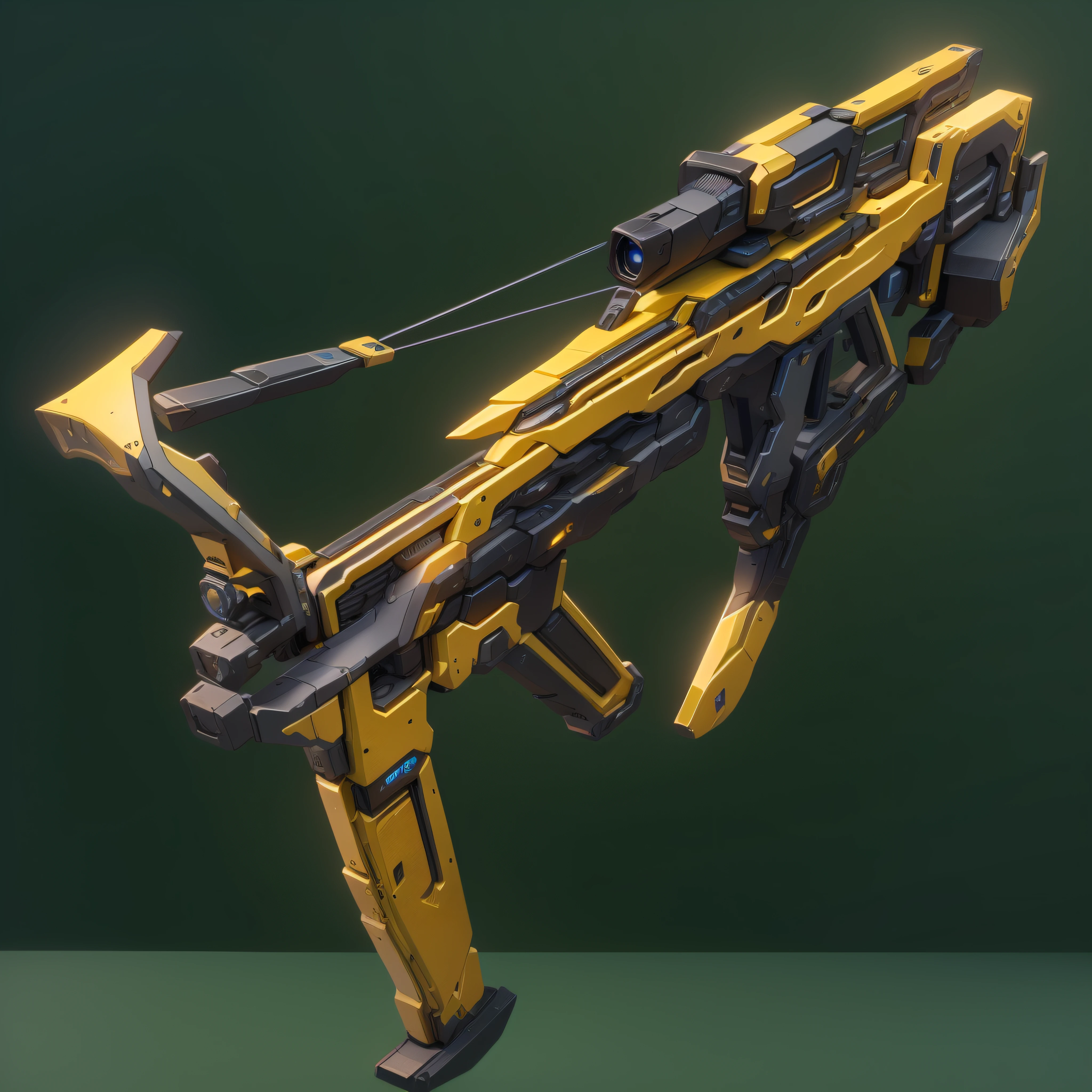 Yellow Sci-fi crossbow,(masterpiece, top quality, best quality, official art, aesthetic:1.2),(8k, best quality, masterpiece:1.2)