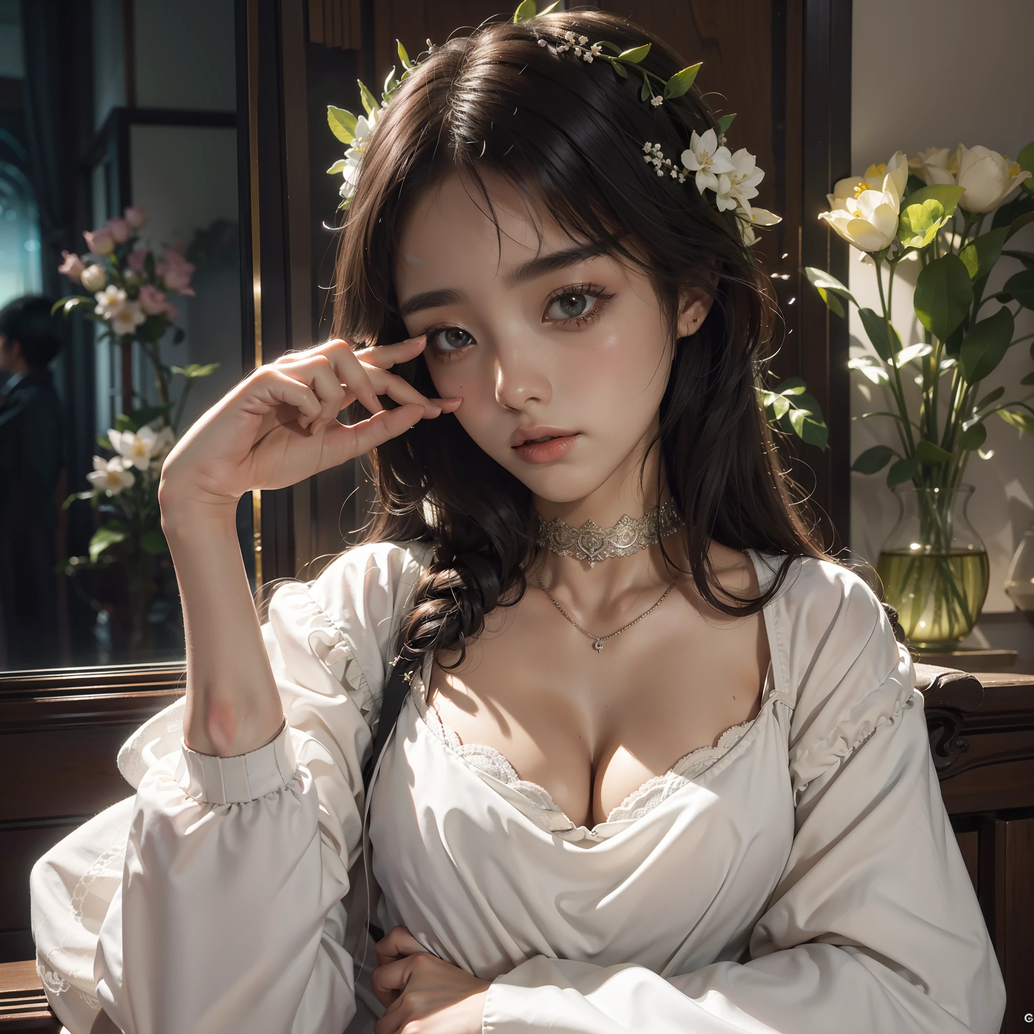 vivid lighting, enchanting elegance, atmosphere depth, masterful technique, naturalistic representations, Harmonious composition, Creative refinement, striking juxtapositions,
1girll,Solo,
University,
indoor,
Patience,
sonoko, blossoms, Peaceful,