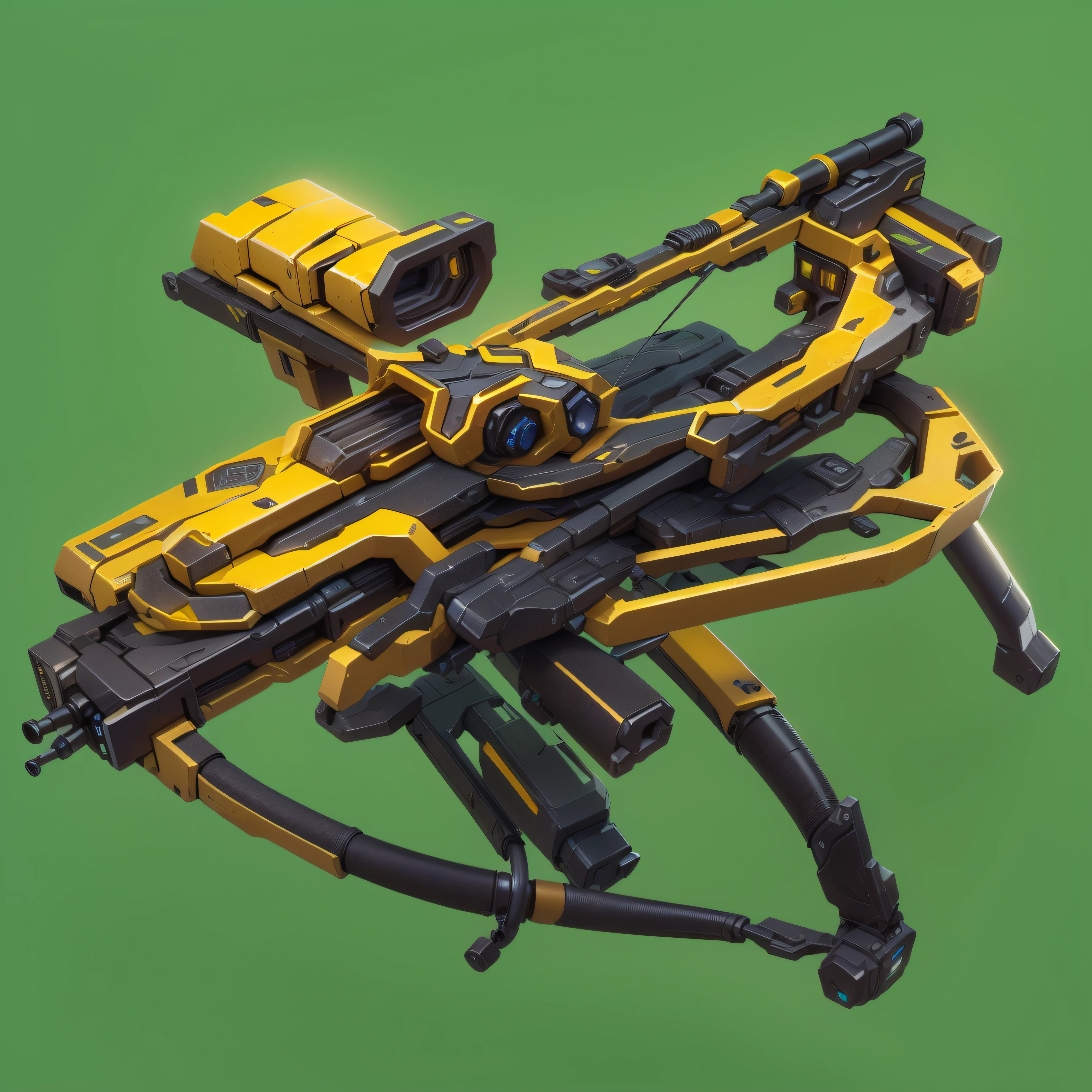 Yellow Sci-fi crossbow,(masterpiece, top quality, best quality, official art, aesthetic:1.2),(8k, best quality, masterpiece:1.2)