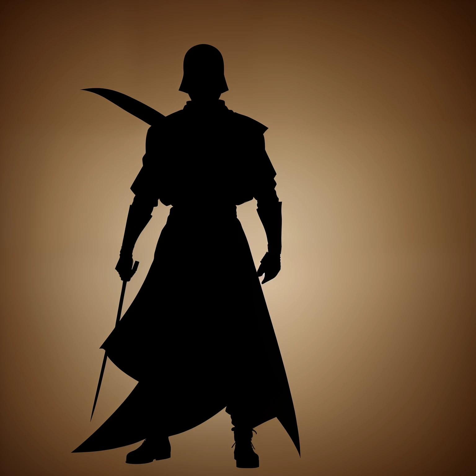 Silhouette of a cool ninja standing, full body