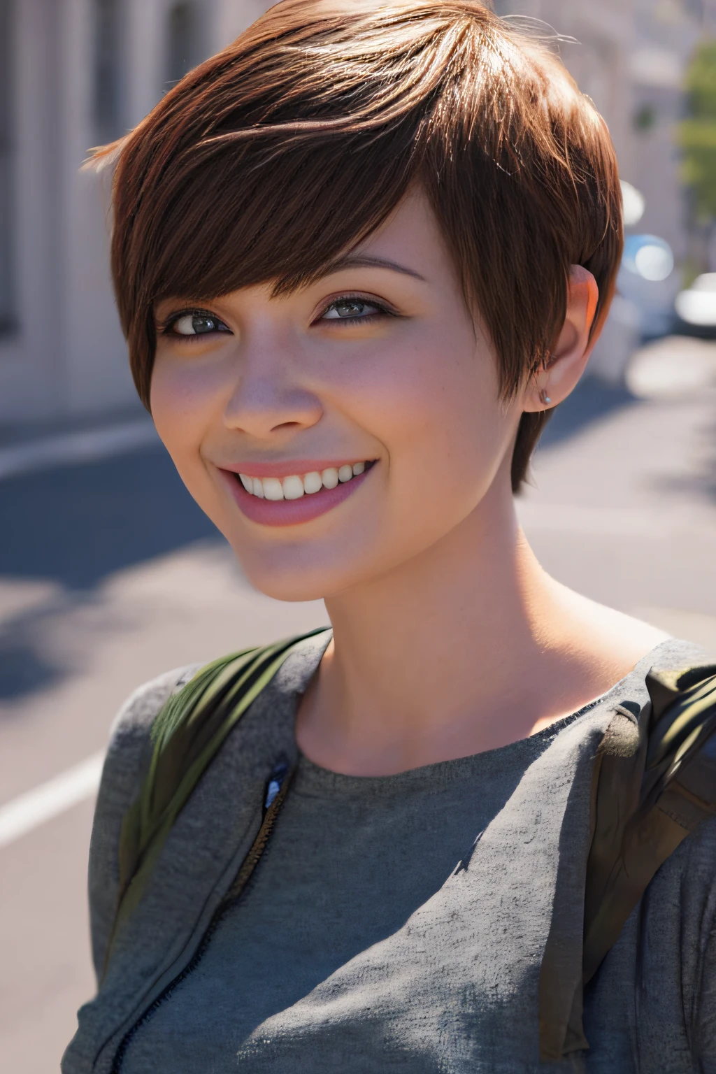 a pixie cut　a smile