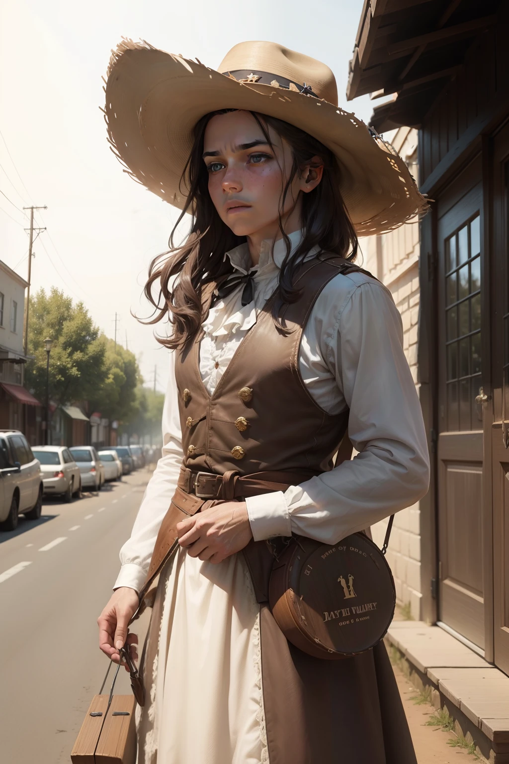 Small western hat, As I walked out in the streets of Laredo As I walked out in Laredo one day spied a dear cowboy wrapped up in white linen Wrapped up in white linen and cold as the clay. I see by your outfit that you are a cowboy. These words he did say as I boldly stepped by. Come sit down beside me and hear my sad story I am shot in the chest and I know I must die. It was once in the saddle I used to go dashing was once in the saddle I used to go. But I first took to drinking and then to card playing. Got shot in the chest and I am dying today. Oh, beat the drum slowly and play the fife lowly. Play the death march as you carry me along Take me to the green valley, there lay the sod o'er me For I'm a young cowboy and I know I've done wrong" Get six jolly cowboys to carry my coffin Get six pretty maidens to bear up my pall Put bunches of roses all over my coffin Put roses to deaden the sods as they fall. Then swing your rope slowly and rattle your spurs lowly And give a wild whoop as you carry me"Go bring me a cup, a cup of cold water To cool my parched lips," the cowboy then said Before I returned his soul had departed And gone to the round-up, the cowboy was dead We beat the drum slowly and played the fife lowly And bitterly wept as we bore him along For we all loved our comrade, so brave, young, and handsome We all loved our comrade although he'd done wrong