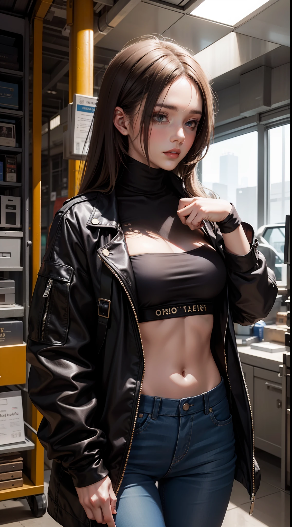 Beautiful woman in intricate Industrial and Grungy Outfit