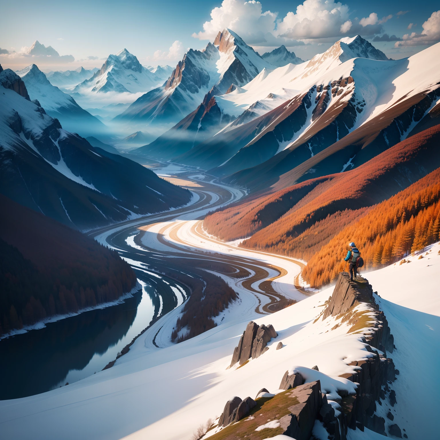mont、alps、ren、Beautiful mountains、The view is amazing.、Colored leaves、top-quality、​masterpiece、超A high resolution、great outdoors、mountaineering