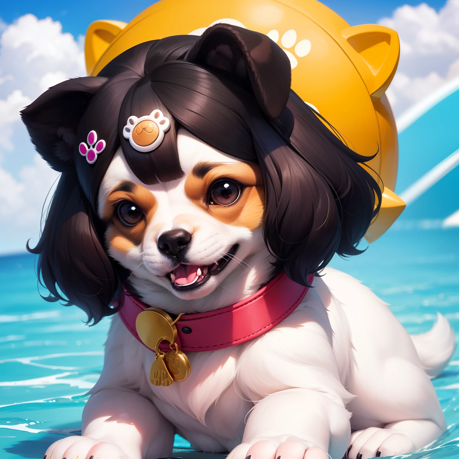 um cachorro fofo ((( cachorro animal))), pet, fofo, fundo com brinquedos coloridos