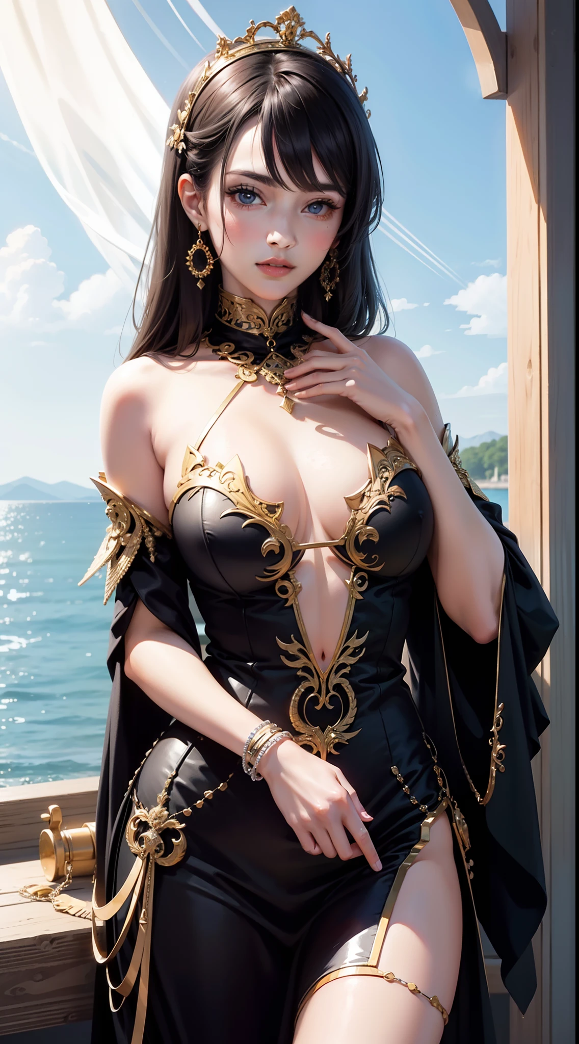Beautiful woman in intricate Contemporary Artistic Outfit