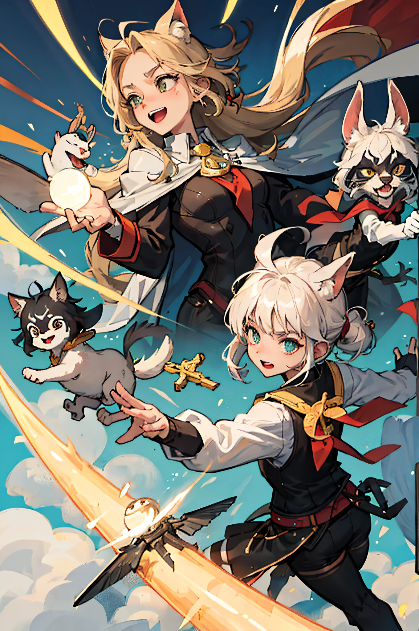 Muito detalhada, high quality"Super Meow and the Fantastic Gang"
In a fantasy world, onde animais e humanos vivem juntos, a kitten named Super Miau discovers he has magical powers upon finding a magical cloak in an ancient enchanted forest. Com sua nova capa, Super Miau decide usar seus poderes para proteger os humanos e animais de perigos que surgem em seu mundo.
Super Miau forma uma turma de bichos diferentes, cada um com habilidades especiais, to help you in your missions. They include an agile rabbit named Heel, a wise bird named Plumito, a brave dog named Maxlatido and a cunning raccoon named Flash;.
Para guiar Super Miau e sua turma em suas aventuras, They have a special master who communicates with them through various yoga positions. Each position has a unique meaning and gives the characters important tips and missions.
Juntos, Super Miau and his Fantastic Gang face exciting challenges, como resgatar humanos perdidos em florestas misteriosas, defeat evil villains who threaten the harmony of the world and unravel ancient secrets of the kingdom.
Com suas personalidades cativantes, humor e trabalho em equipe, Super Miau and the Fantastic Gang become true heroes, showing that it doesn't matter the size or shape, Everyone has the ability to make a difference and save the day!