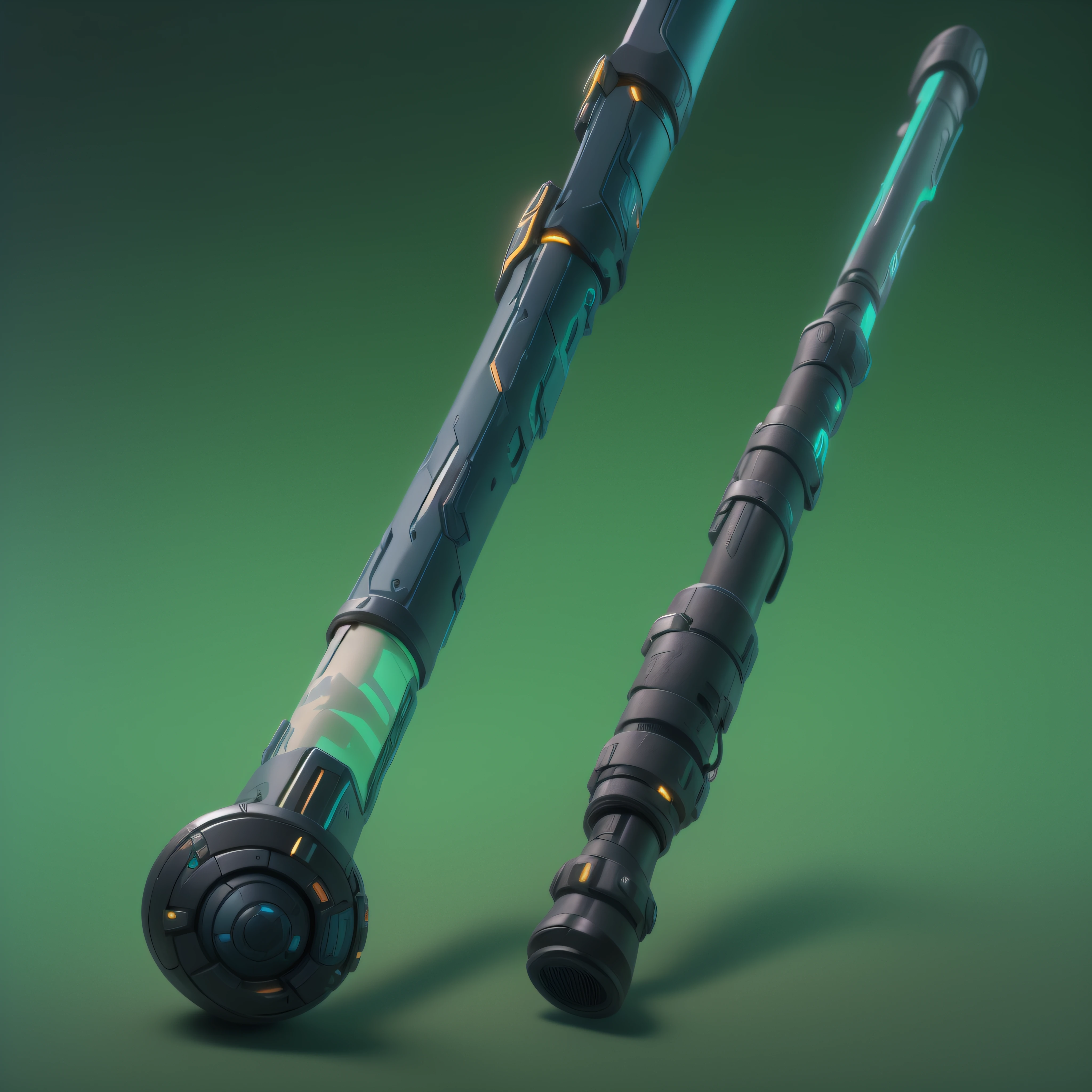 green Sci-fi bo staff,(masterpiece, top quality, best quality, official art, aesthetic:1.2),(8k, best quality, masterpiece:1.2)