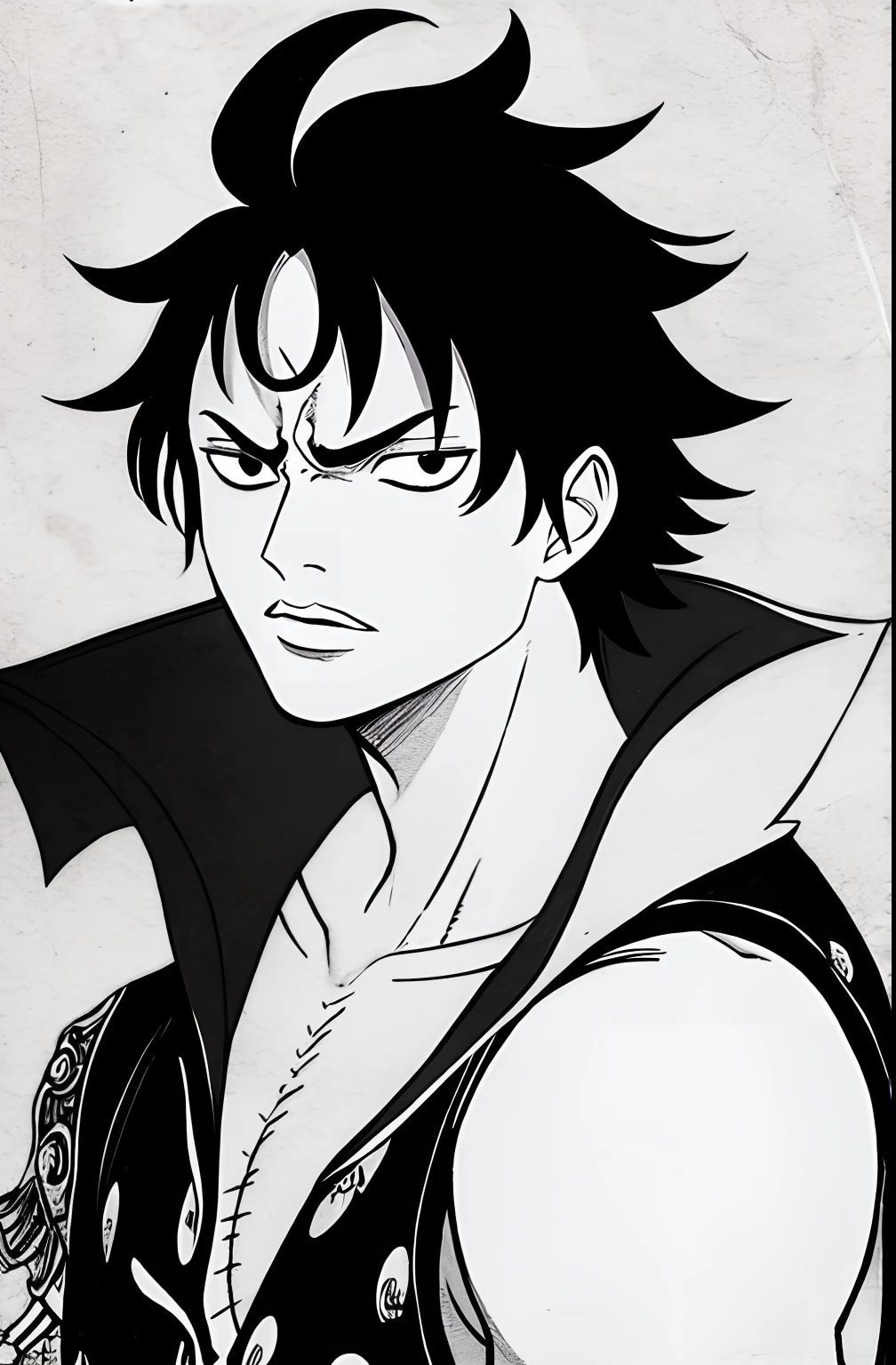 wano art style, 1 boy, pirate, black hair, black eyes, colorful, detailed, Sinbad, Magi, immense detail, ready to fight